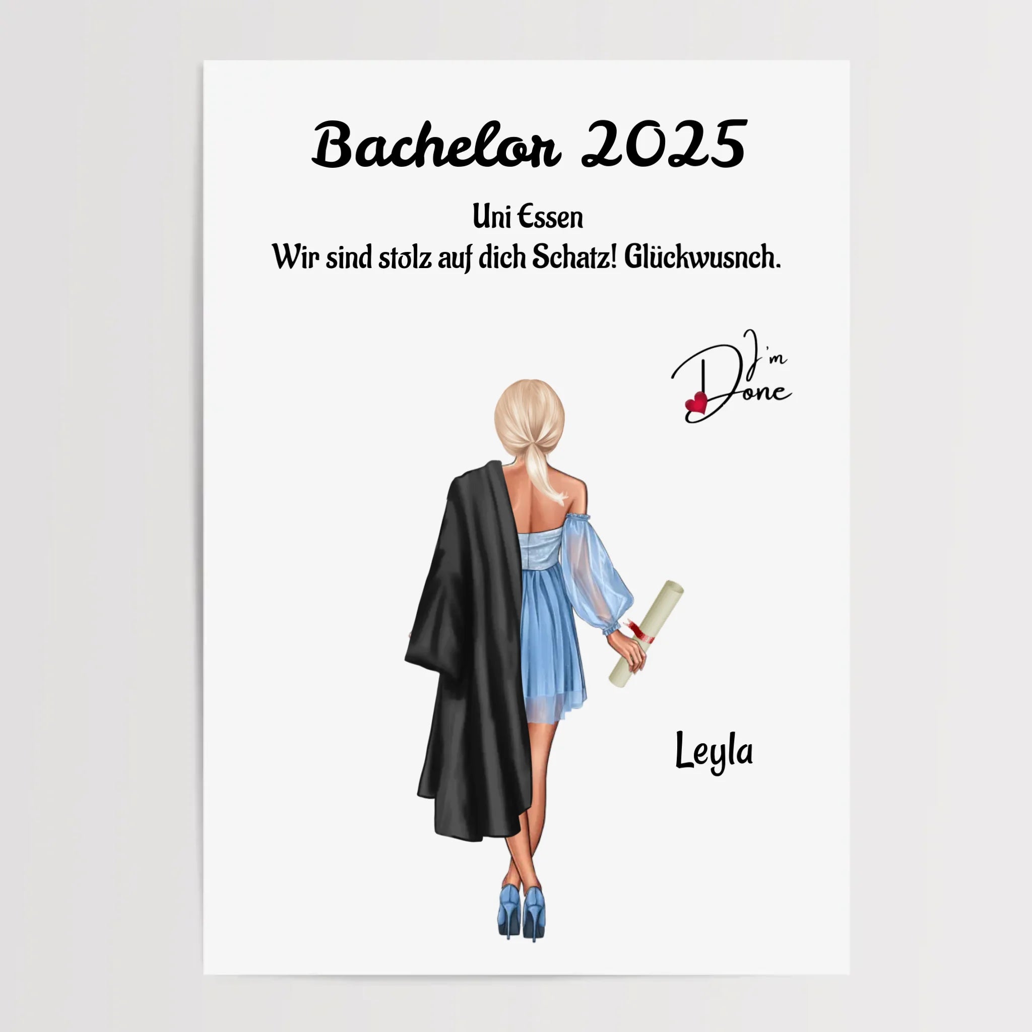 Mädchen Bachelor Abschluss Bild Geschenk personalisiert - Cantty