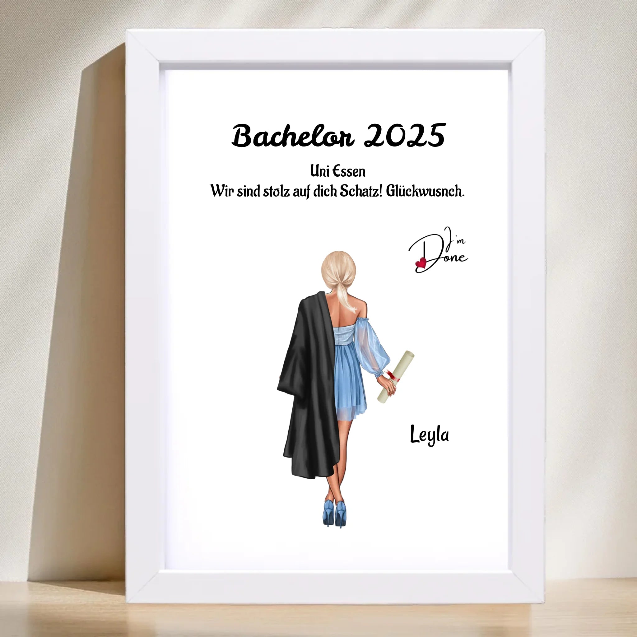 Mädchen Bachelor Abschluss Bild Geschenk personalisiert - Cantty