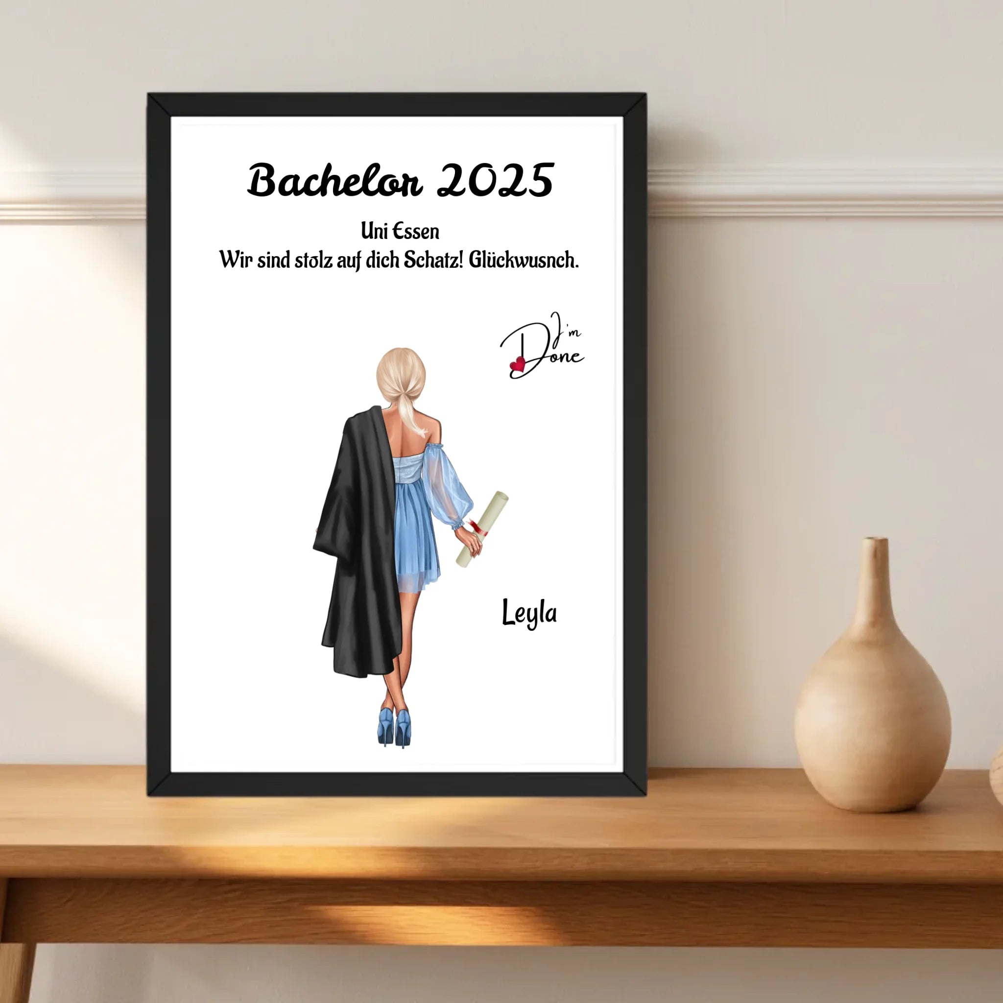 Mädchen Bachelor Abschluss Bild Geschenk personalisiert - Cantty