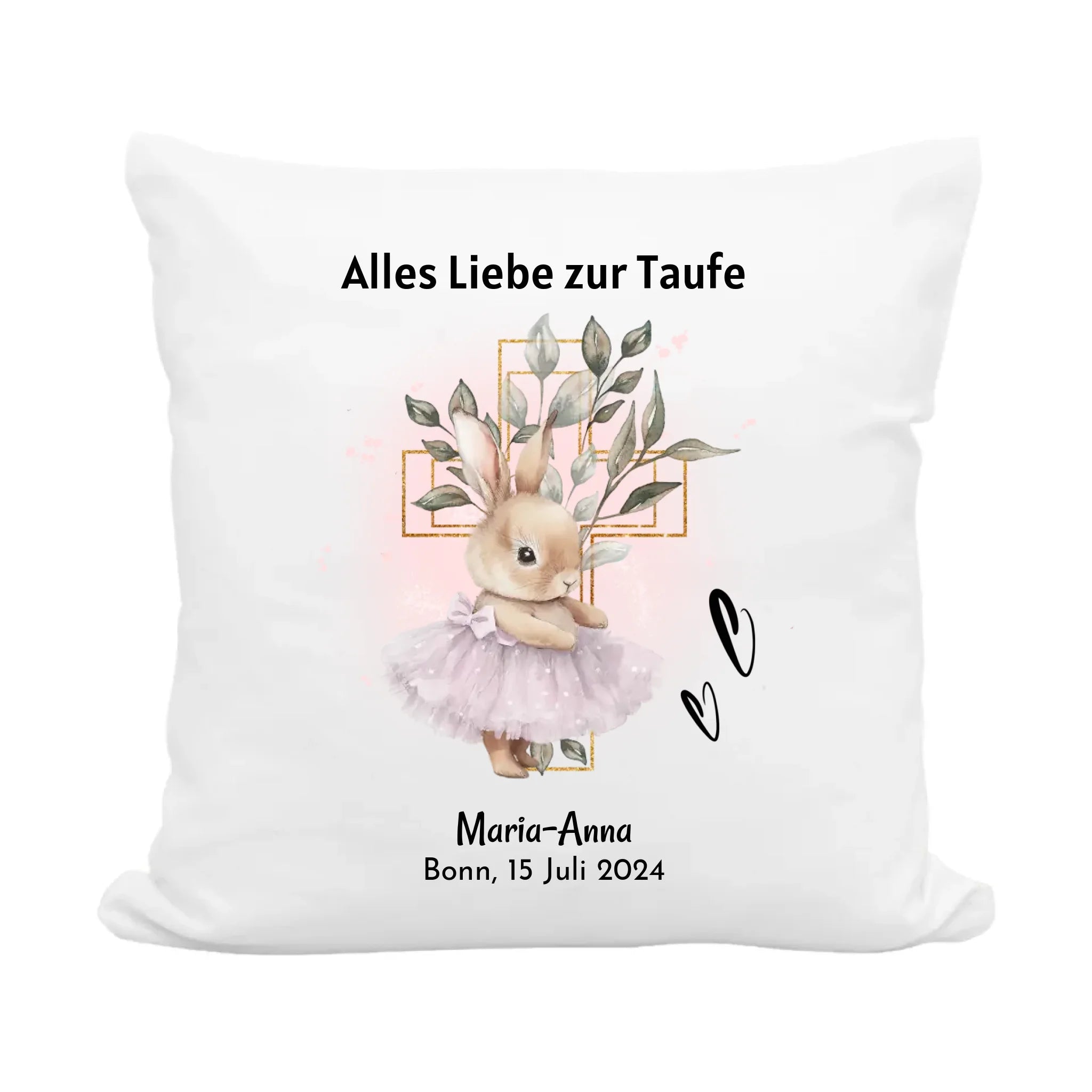 Mädchen Taufe Kissen Geschenk mit Name und Datum personalisiert - Cantty
