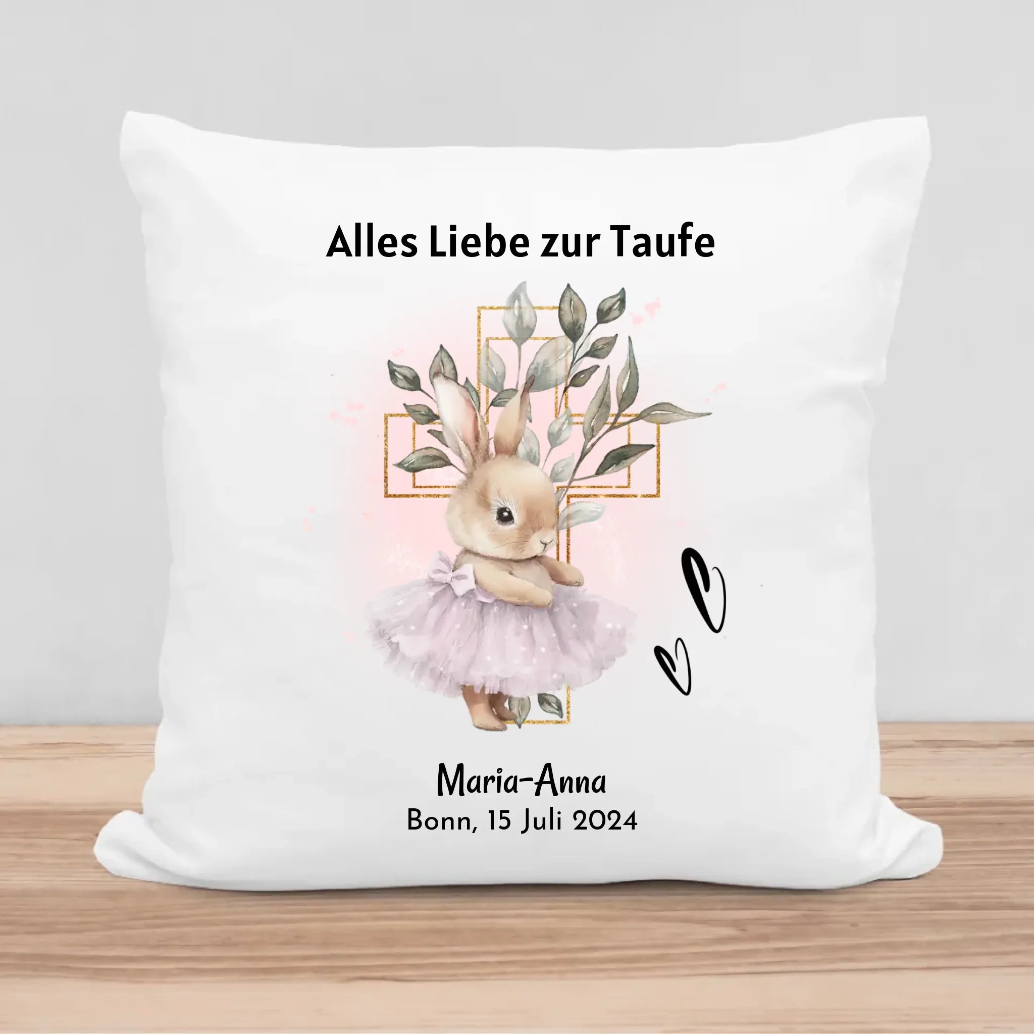 Mädchen Taufe Kissen Geschenk mit Name und Datum personalisiert - Cantty