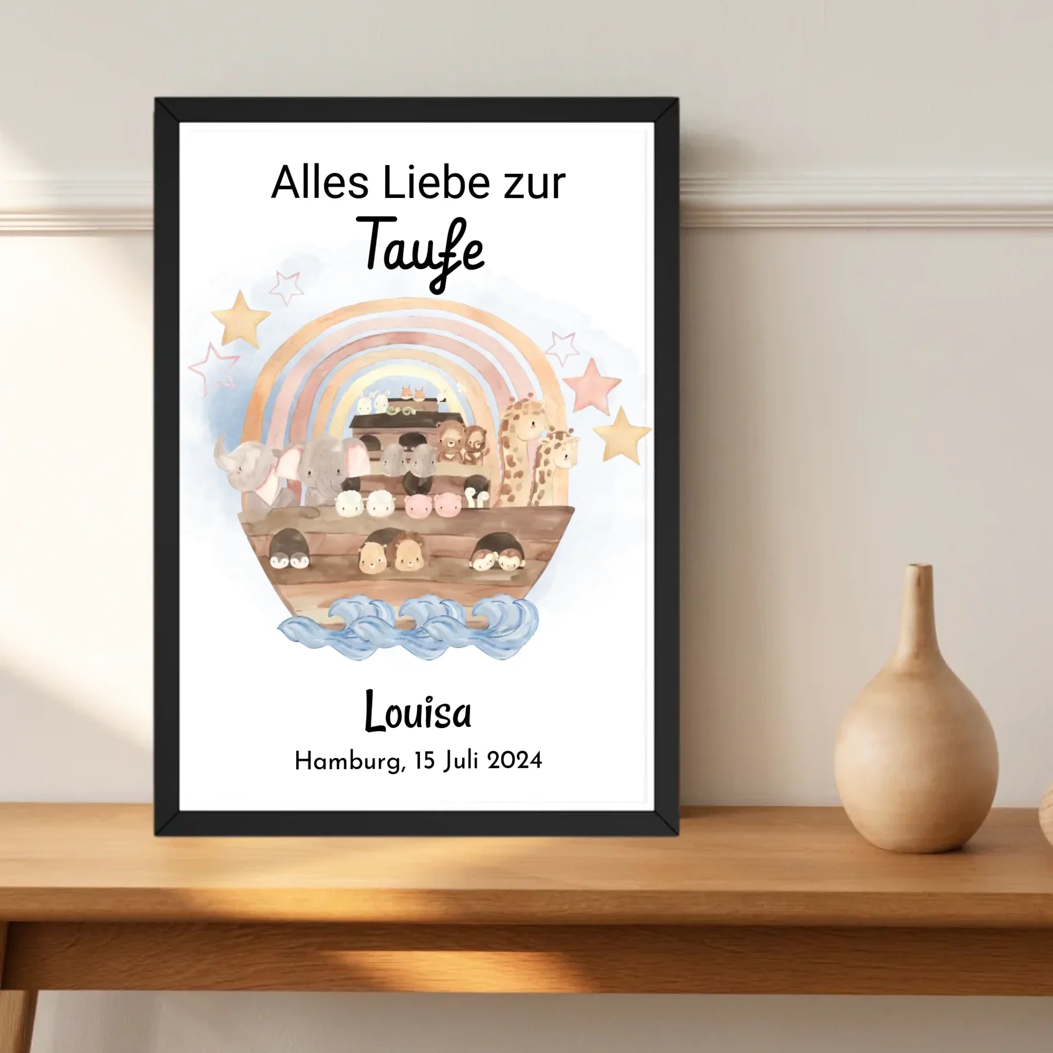 Mädchen Taufgeschenk Poster mit Name und Taufdatum personalisiert - Cantty