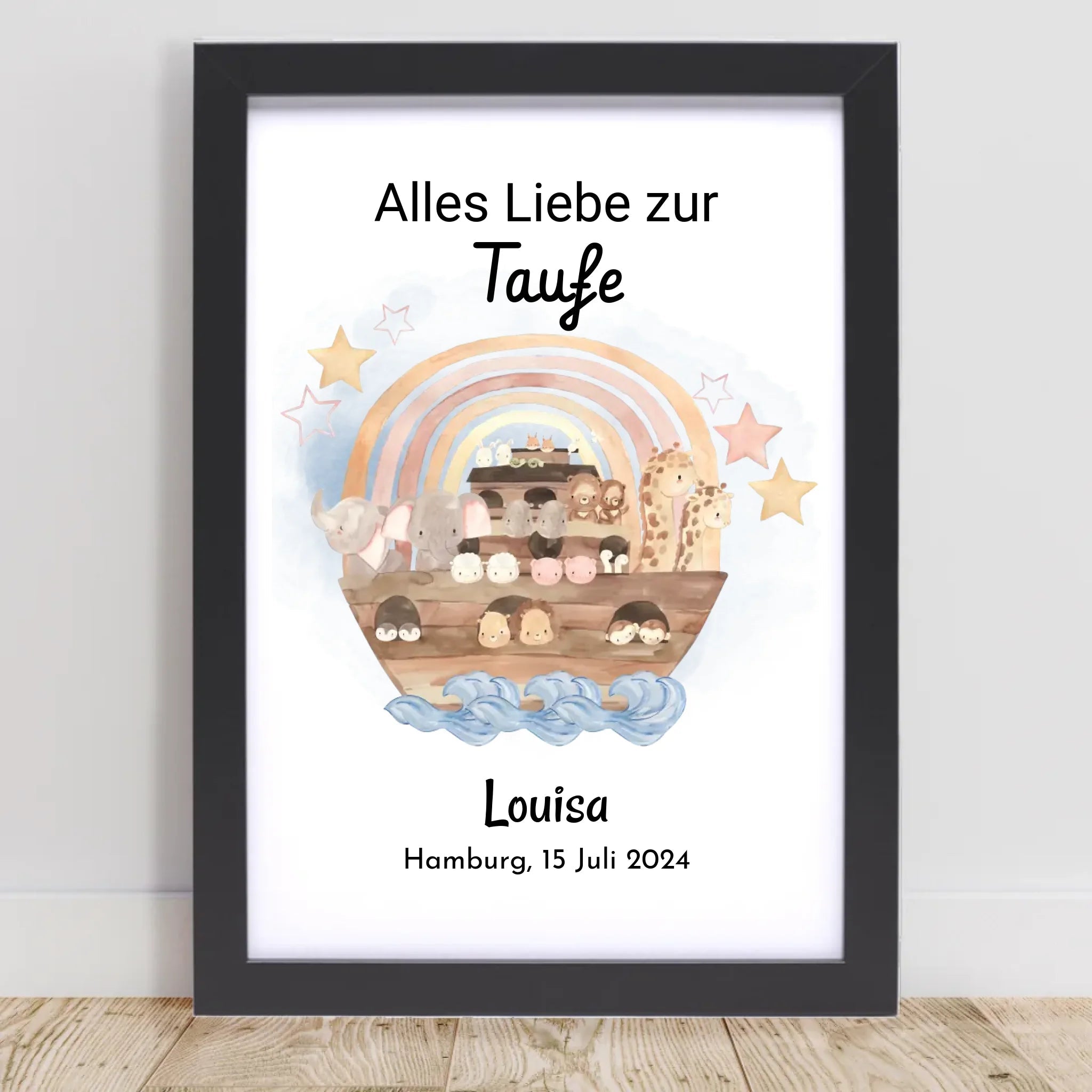 Mädchen Taufgeschenk Poster mit Name und Taufdatum personalisiert - Cantty