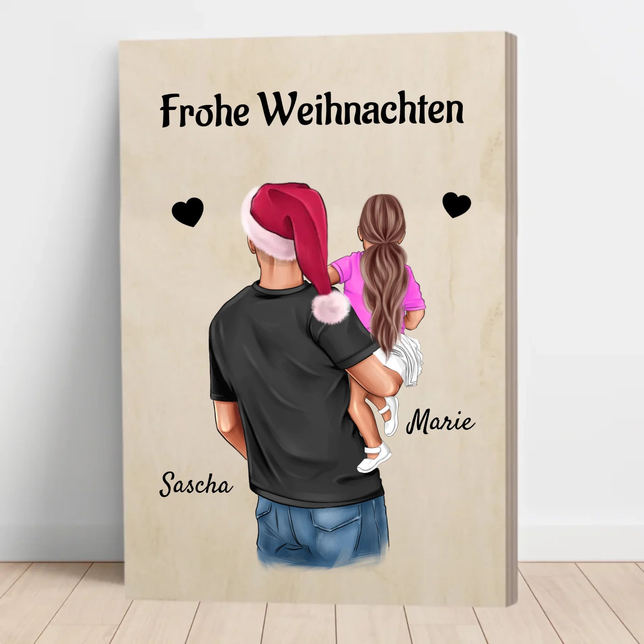 Mädchen Weihnachtsgeschenk an Patenonkel Holzbild - Cantty