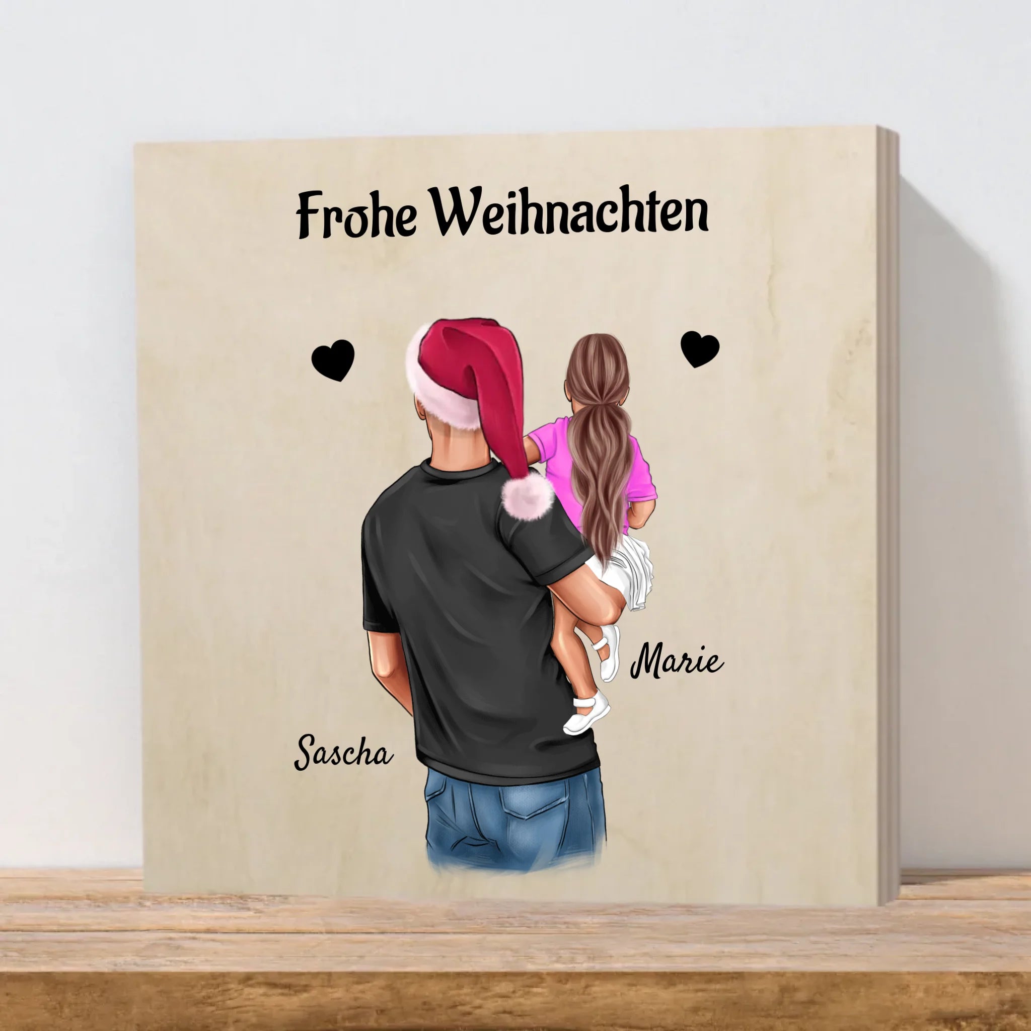 Mädchen Weihnachtsgeschenk an Patenonkel Holzbild - Cantty