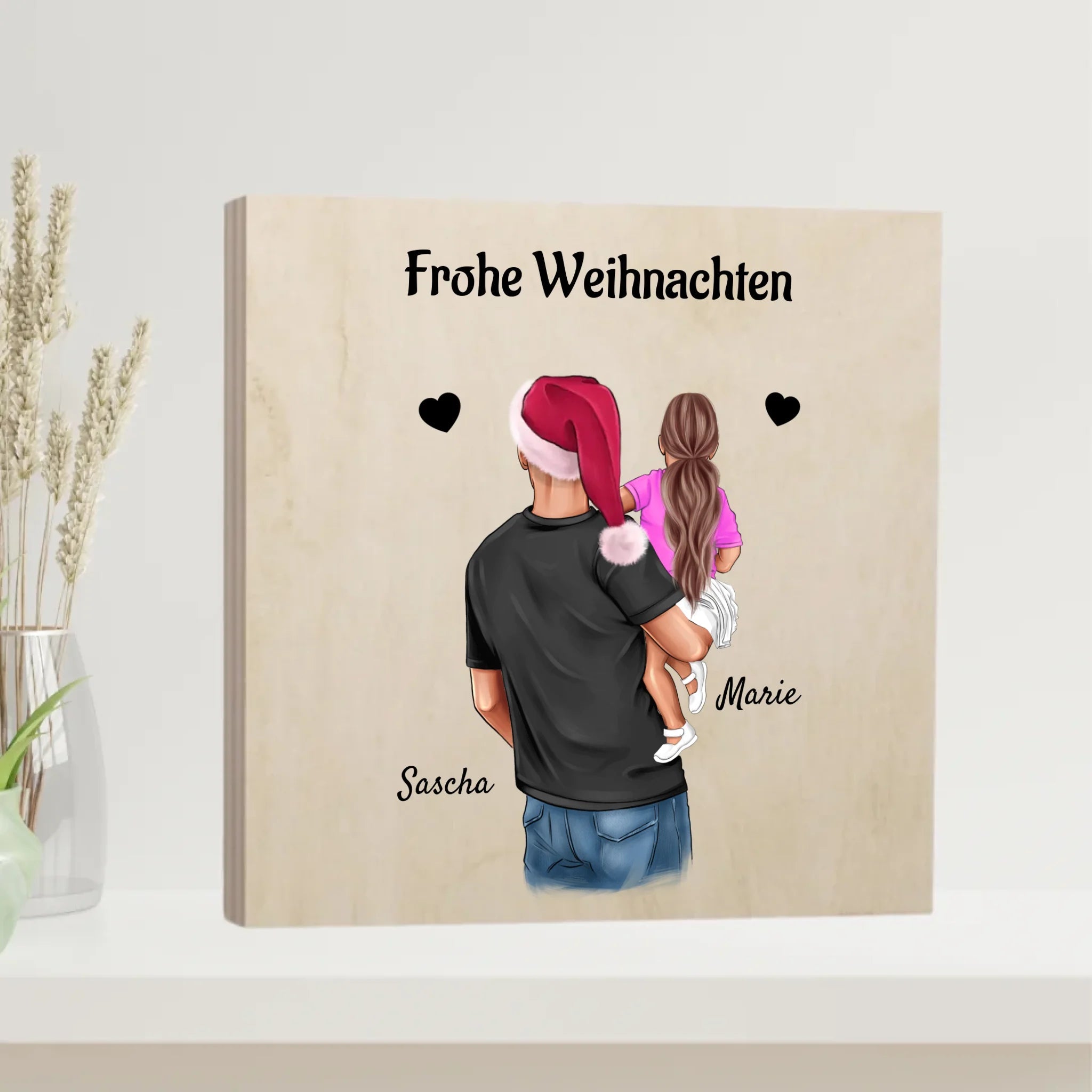 Mädchen Weihnachtsgeschenk an Patenonkel Holzbild - Cantty