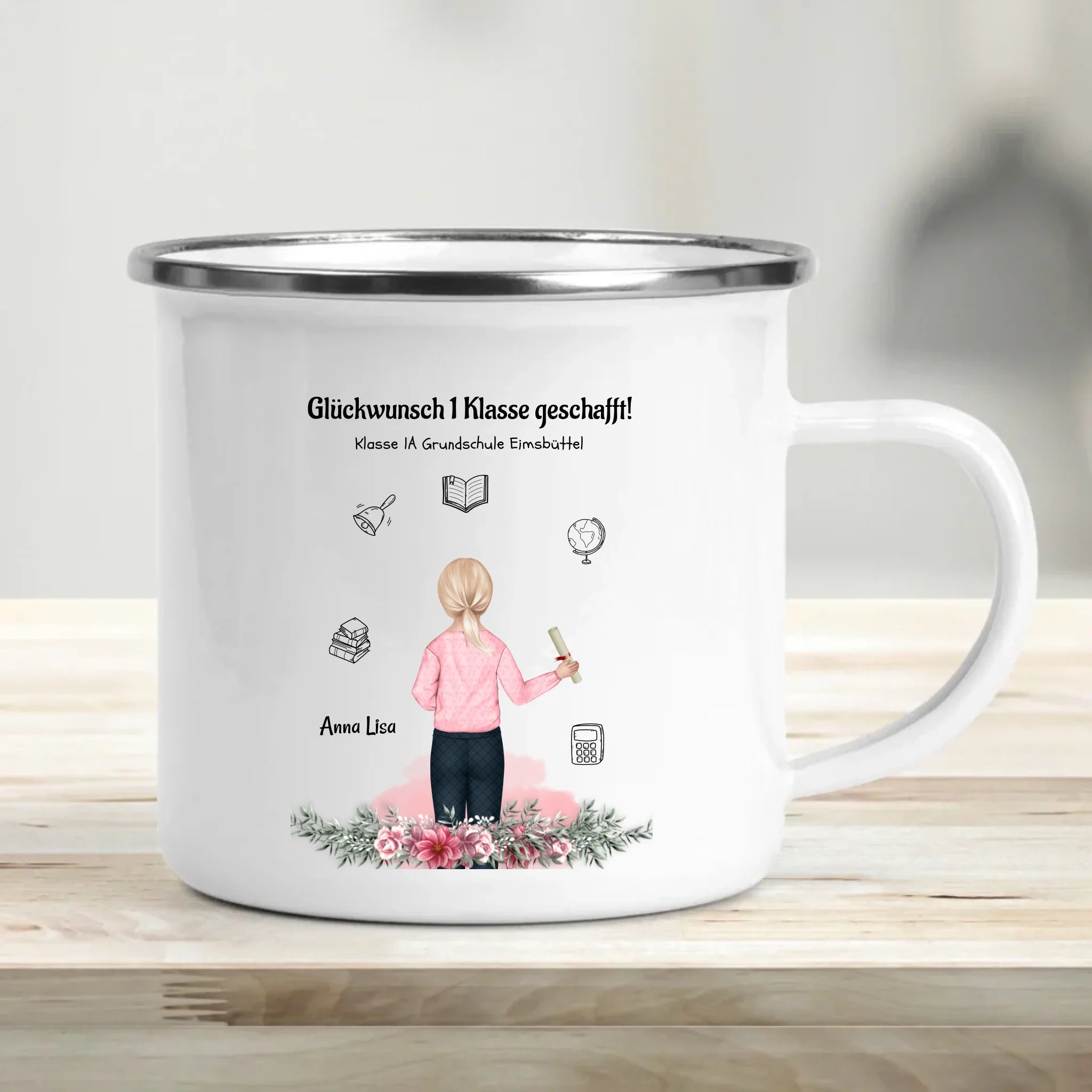 Mädchen Zeugnis Tasse Geschenk personalisiert für Schulkind - Cantty