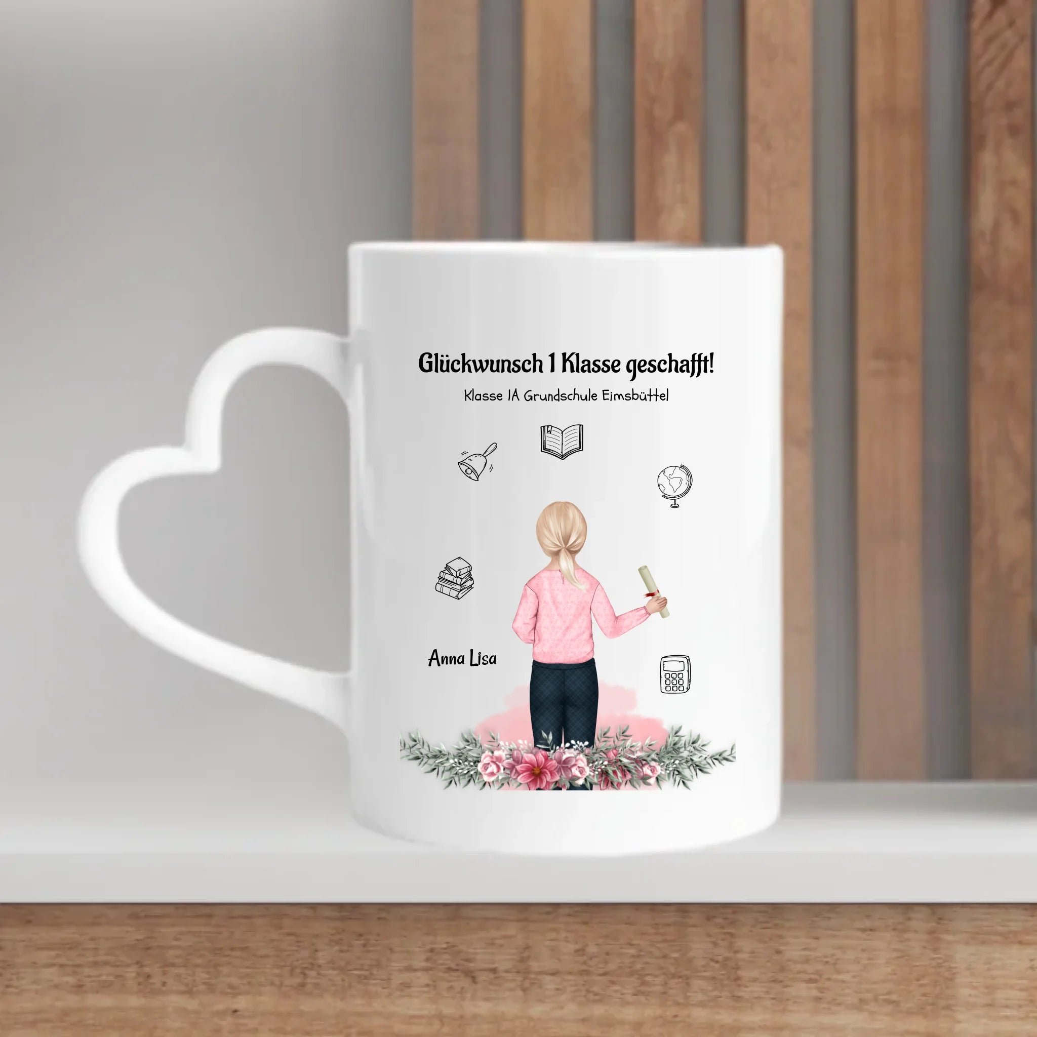 Mädchen Zeugnis Tasse Geschenk personalisiert für Schulkind - Cantty