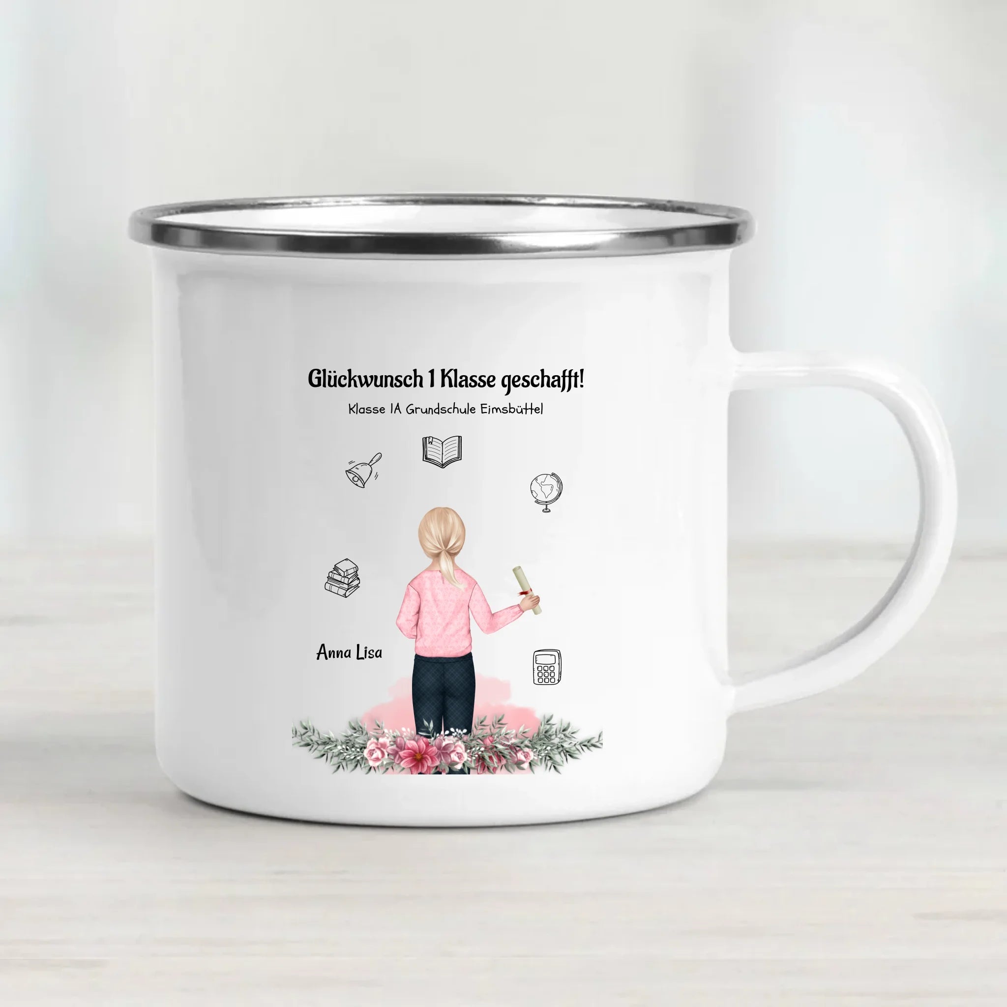 Mädchen Zeugnis Tasse Geschenk personalisiert für Schulkind - Cantty