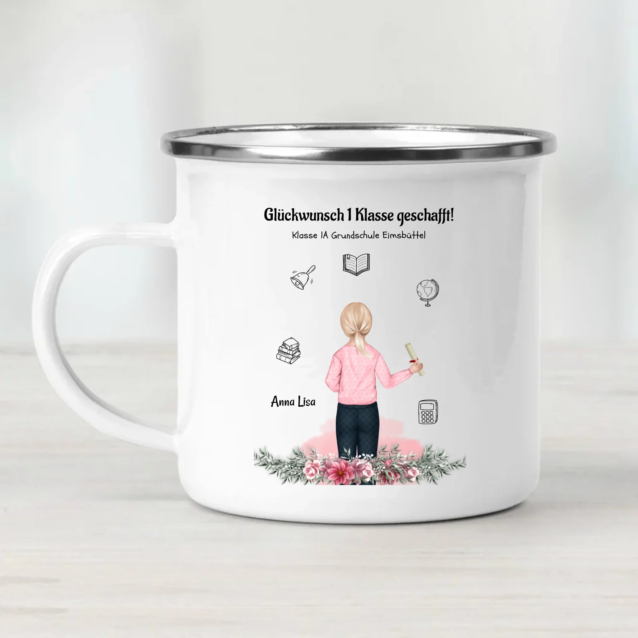Mädchen Zeugnis Tasse Geschenk personalisiert für Schulkind - Cantty