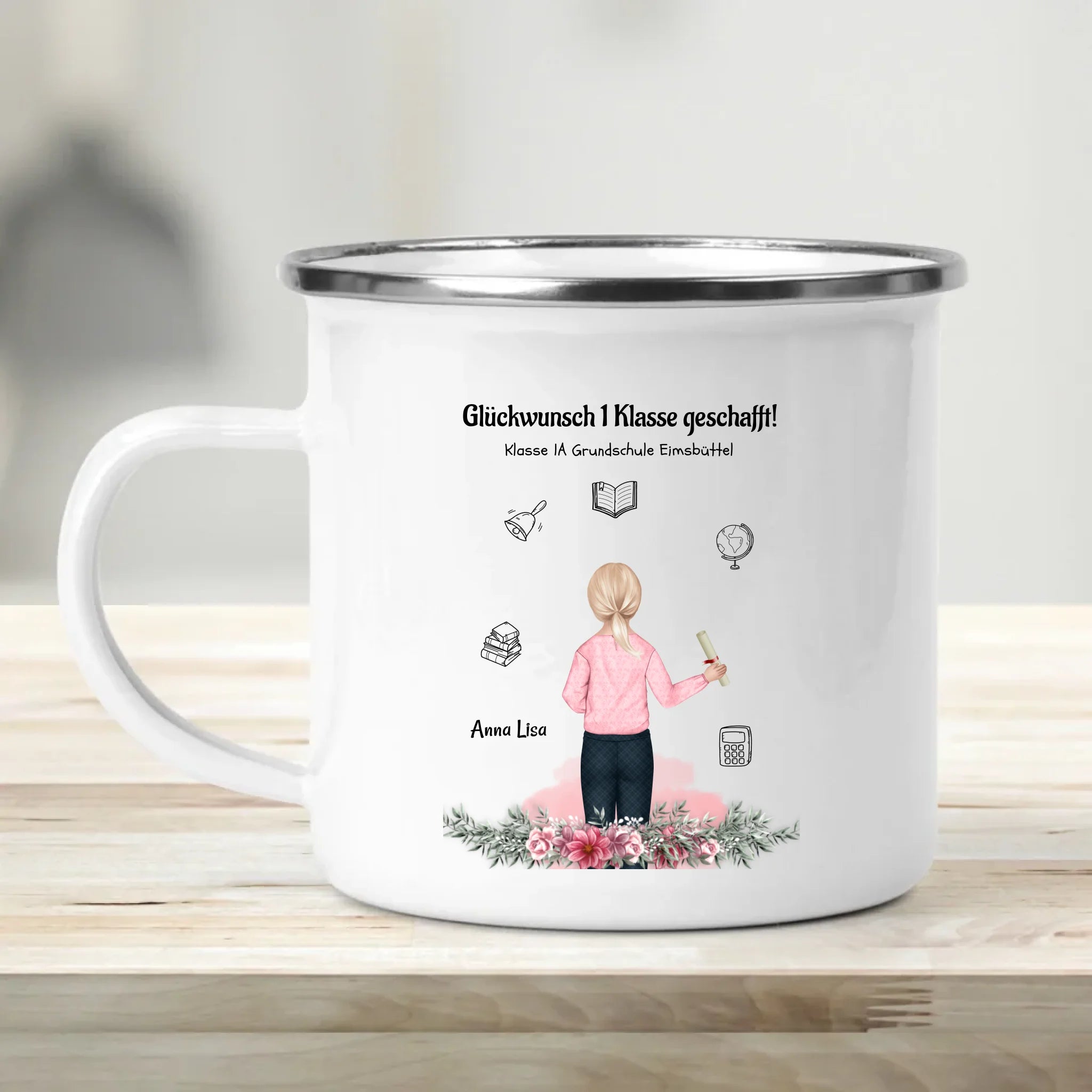 Mädchen Zeugnis Tasse Geschenk personalisiert für Schulkind - Cantty