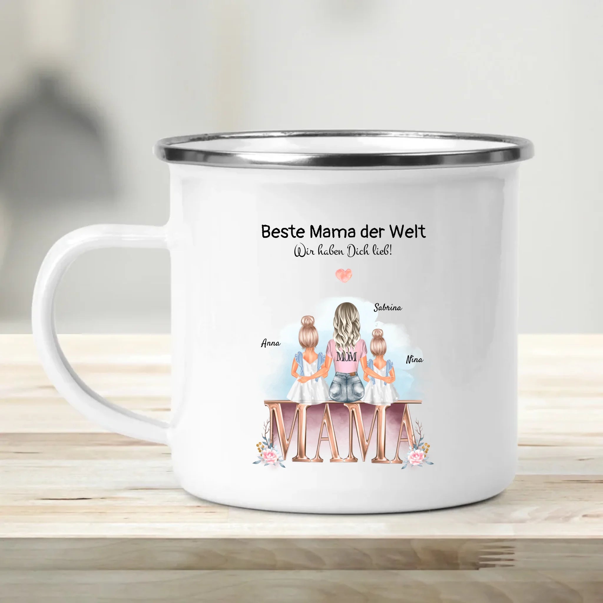 Mama 2 Töchter Tasse Geschenk mit Namen und Spruch - Cantty