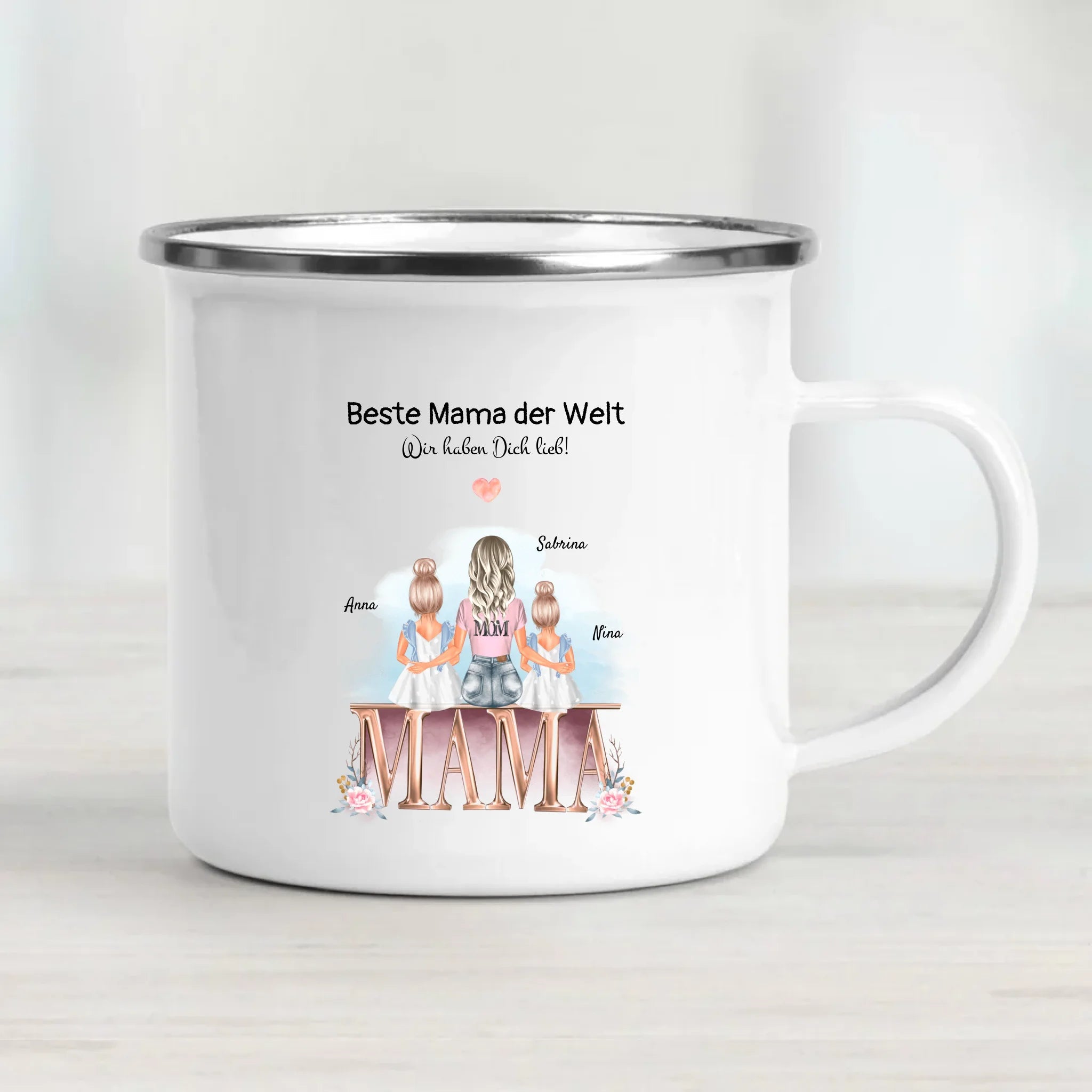 Mama 2 Töchter Tasse Geschenk mit Namen und Spruch - Cantty