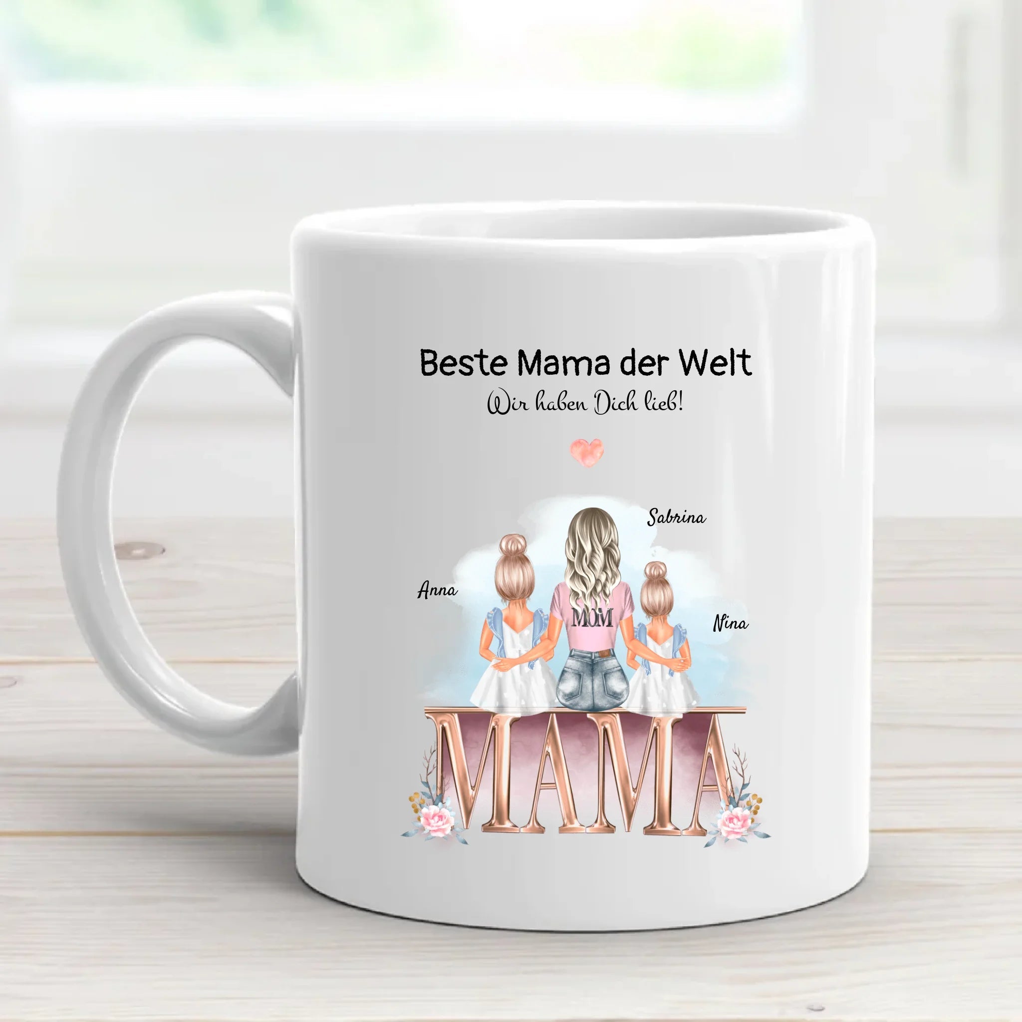 Mama 2 Töchter Tasse Geschenk mit Namen und Spruch - Cantty