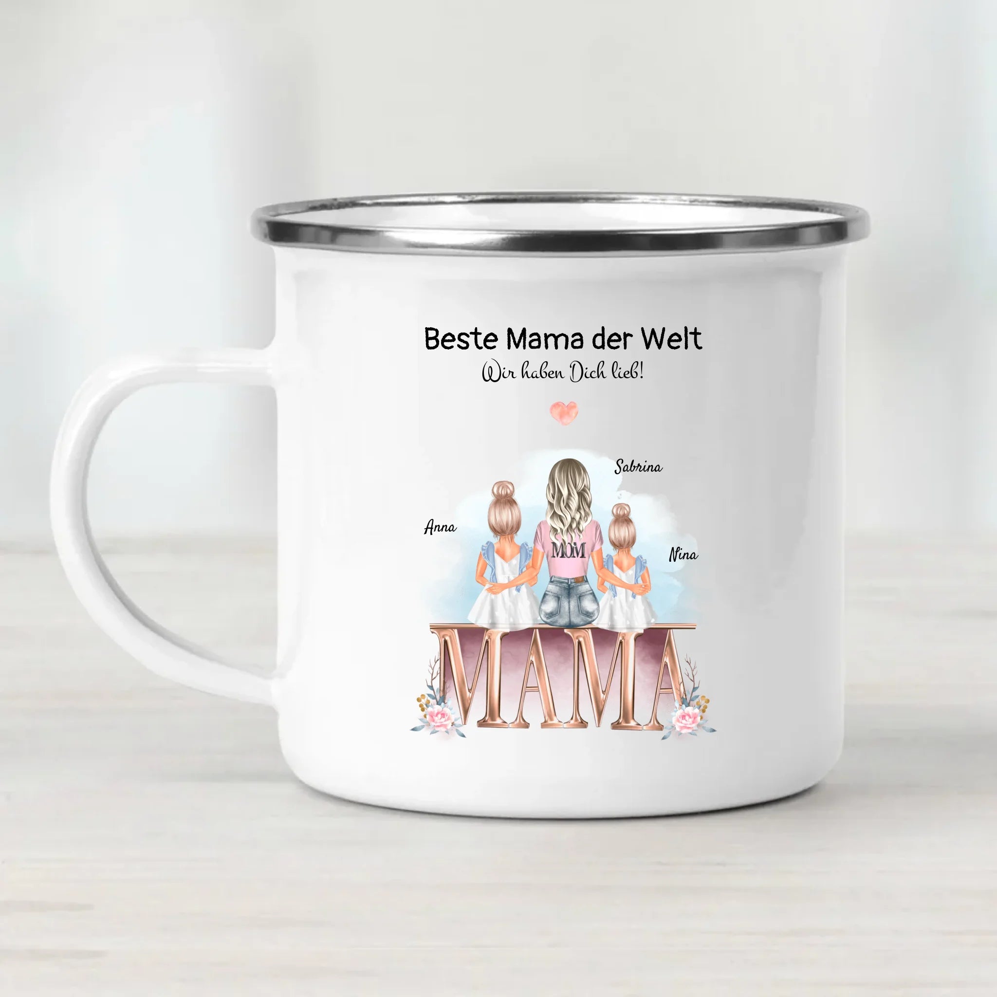 Mama 2 Töchter Tasse Geschenk mit Namen und Spruch - Cantty
