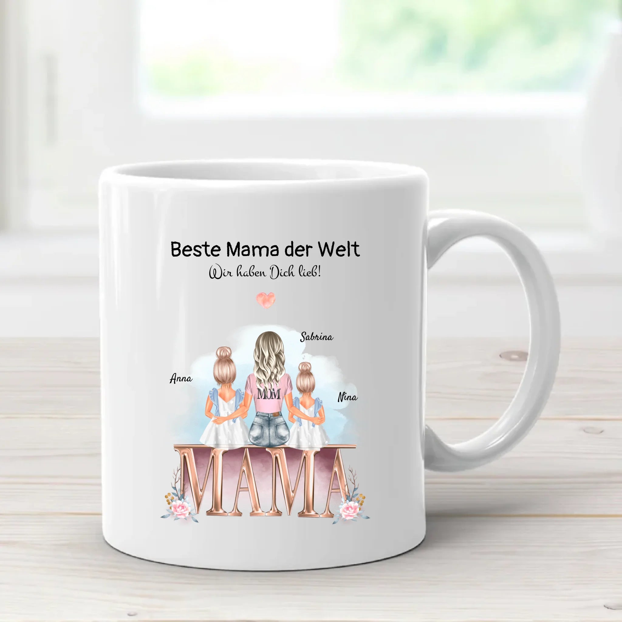 Mama 2 Töchter Tasse Geschenk mit Namen und Spruch - Cantty