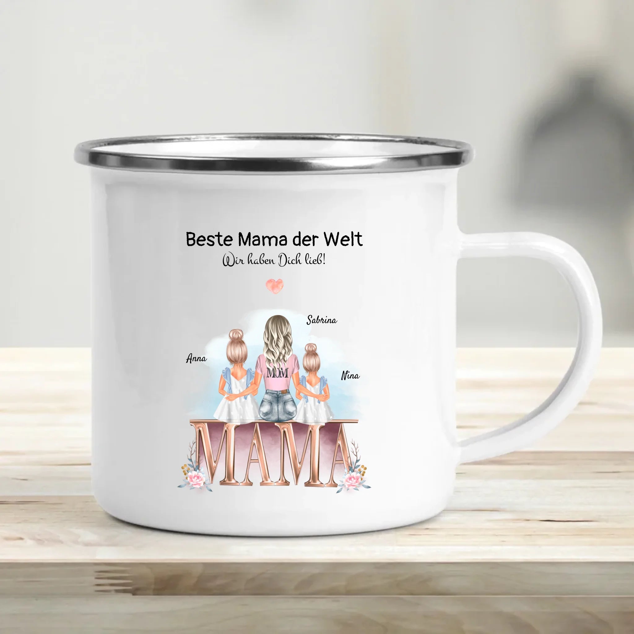 Mama 2 Töchter Tasse Geschenk mit Namen und Spruch - Cantty