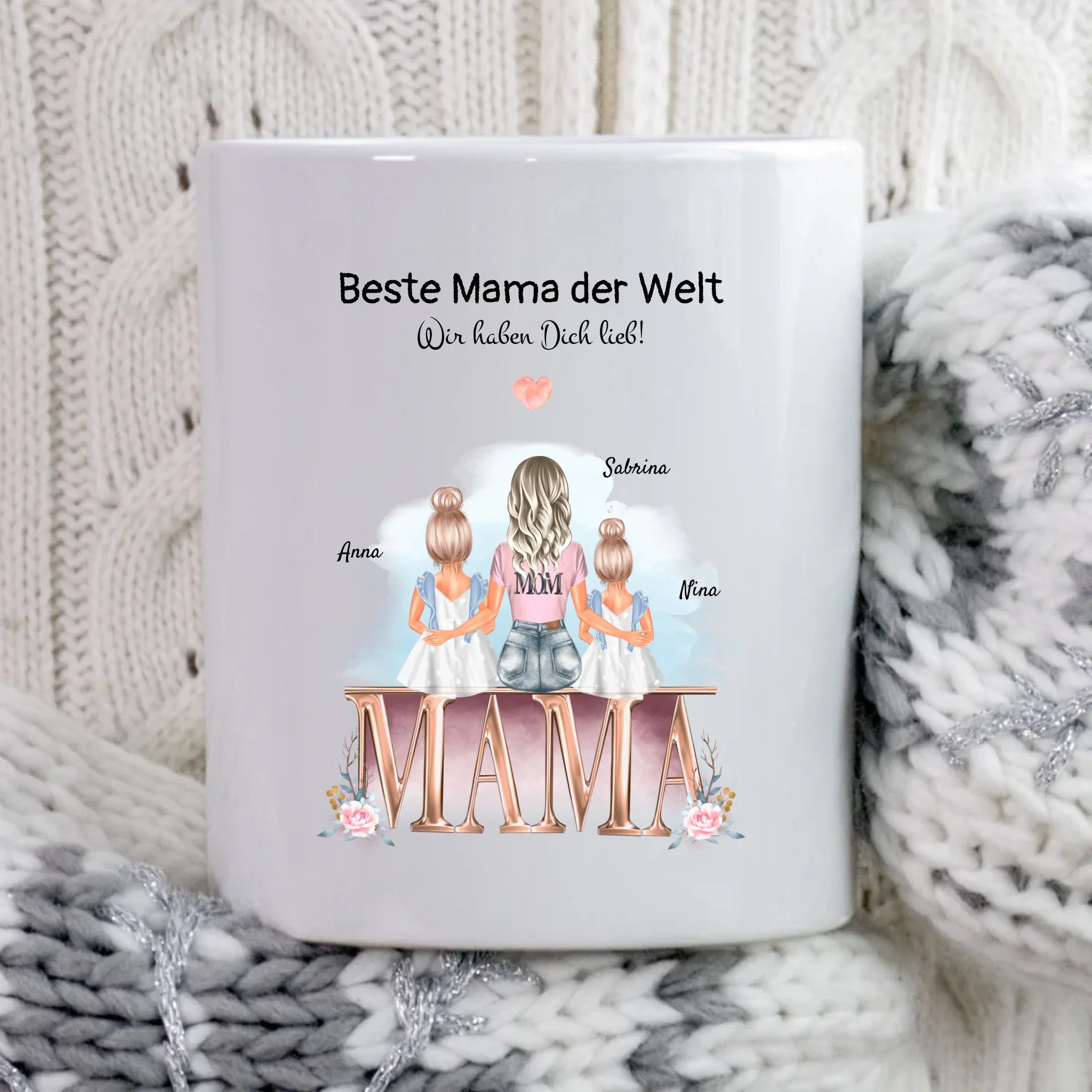 Mama 2 Töchter Tasse Geschenk mit Namen und Spruch - Cantty