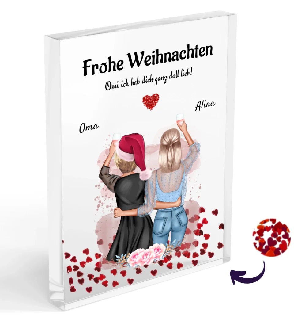 Mama Weihnachtsgeschenk Acrylglas Bild mit erwachsener Tochter - Cantty