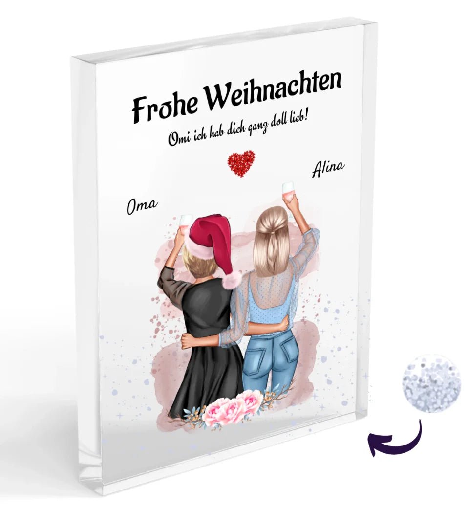 Mama Weihnachtsgeschenk Acrylglas Bild mit erwachsener Tochter - Cantty