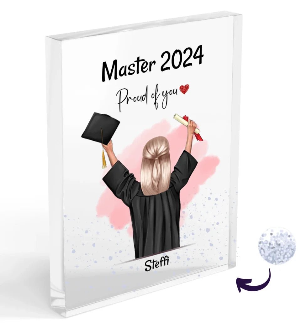Master Abschluss Tochter Acrylglas Bild personalisiert mit Konfetti - Cantty