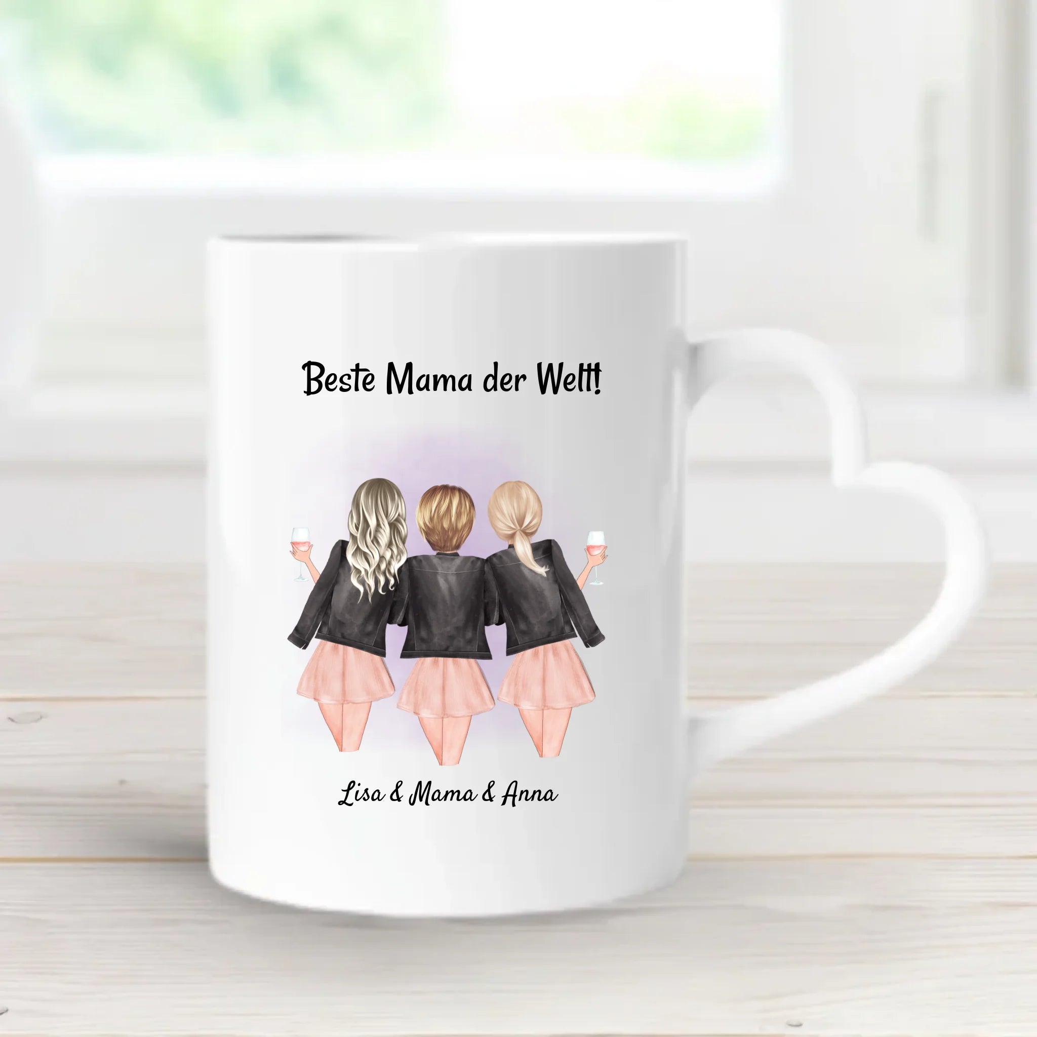 Mutter 2 Töchter Herztasse Geschenk personalisiert - Cantty