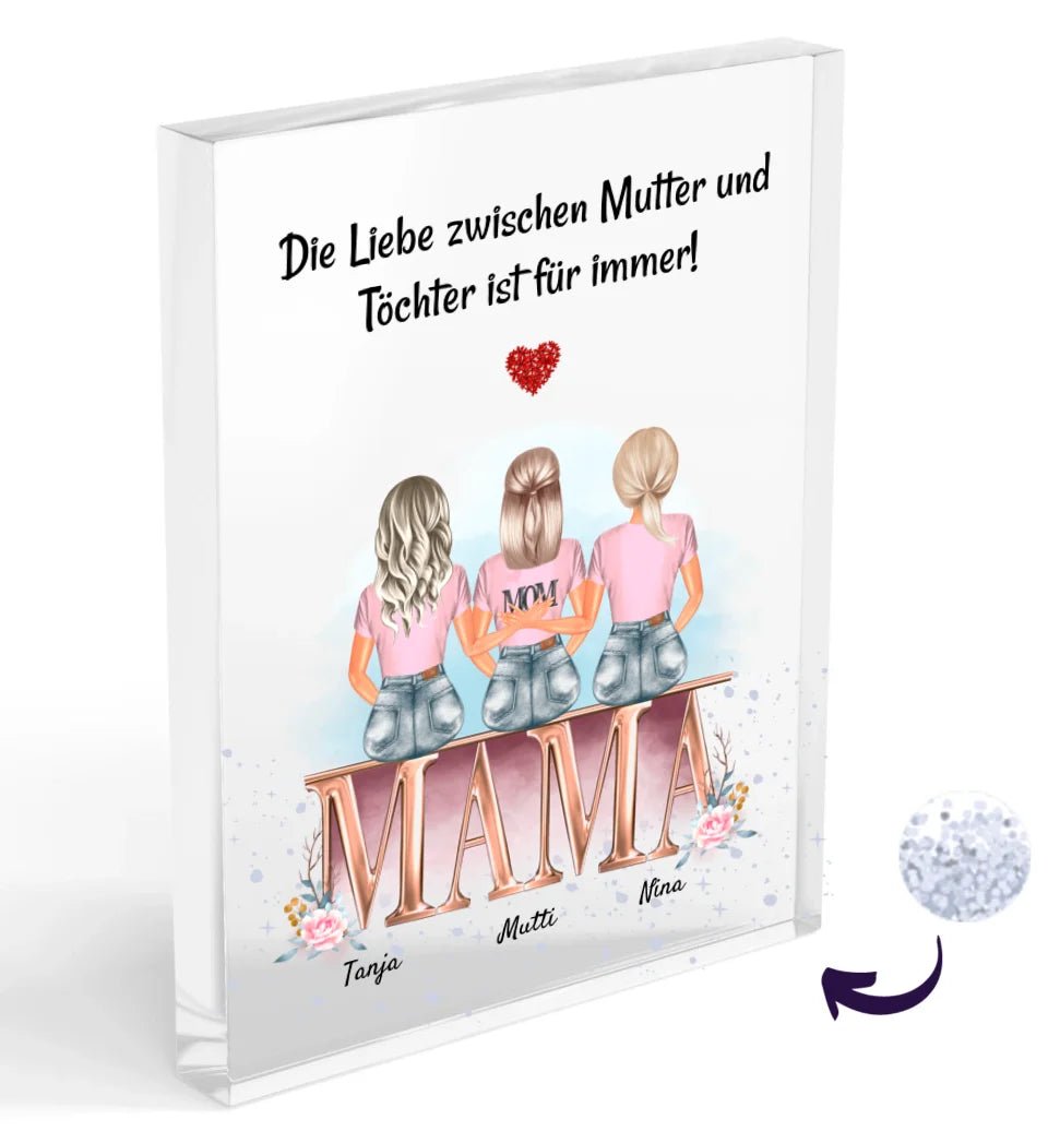 Mutter Geschenk Weihnachten Acrylglas Konfetti Bild Mama und 2 Töchter - Cantty