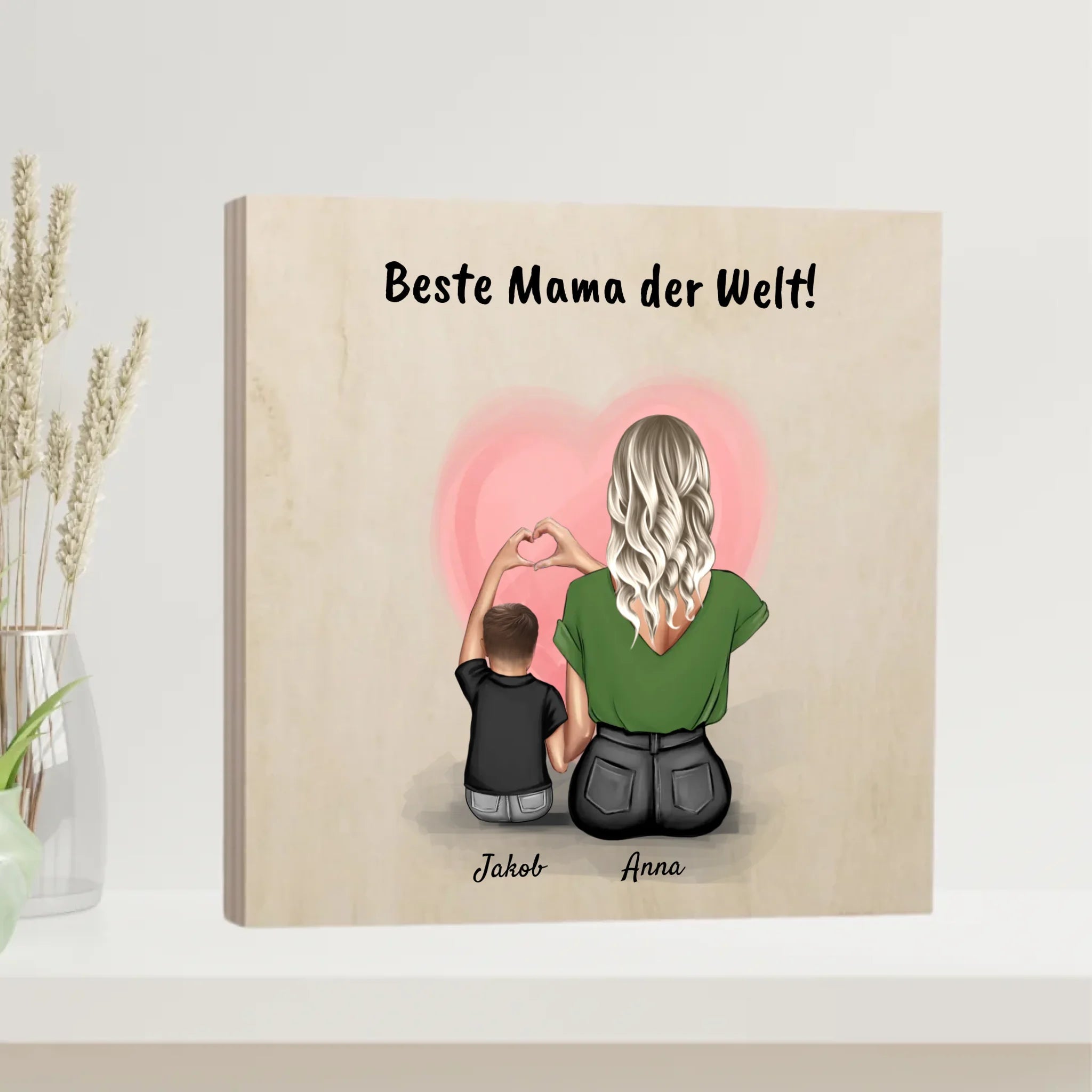Mutter Sohn Holzbild Geschenk individualisiert - Cantty