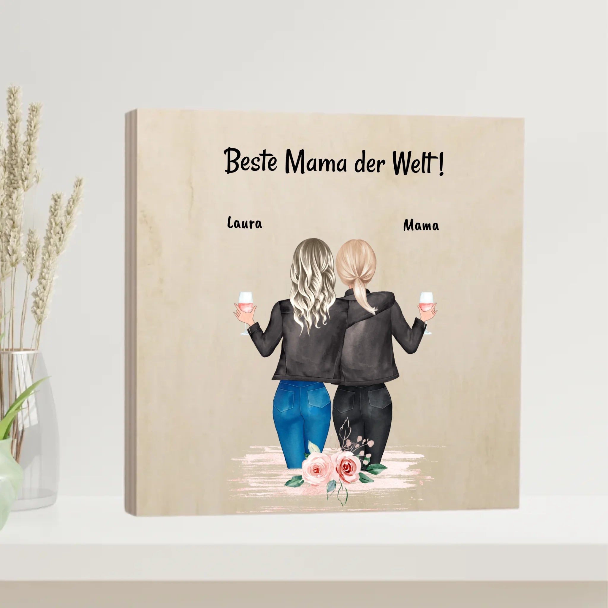 Mutter Tochter Bild Holzdruck - Cantty