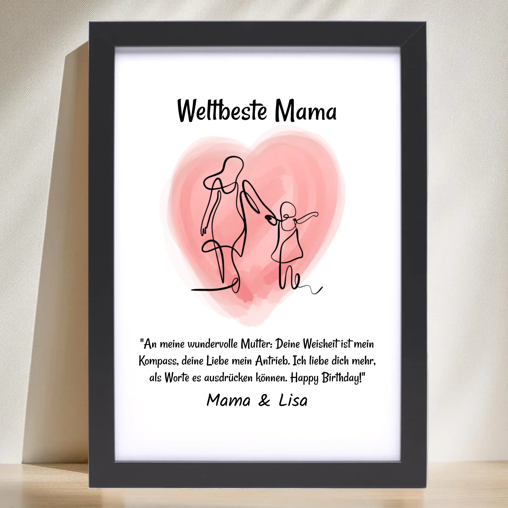 Mutter Tochter Linienkunst Poster Geschenk personalisiert mit Spruch - Cantty