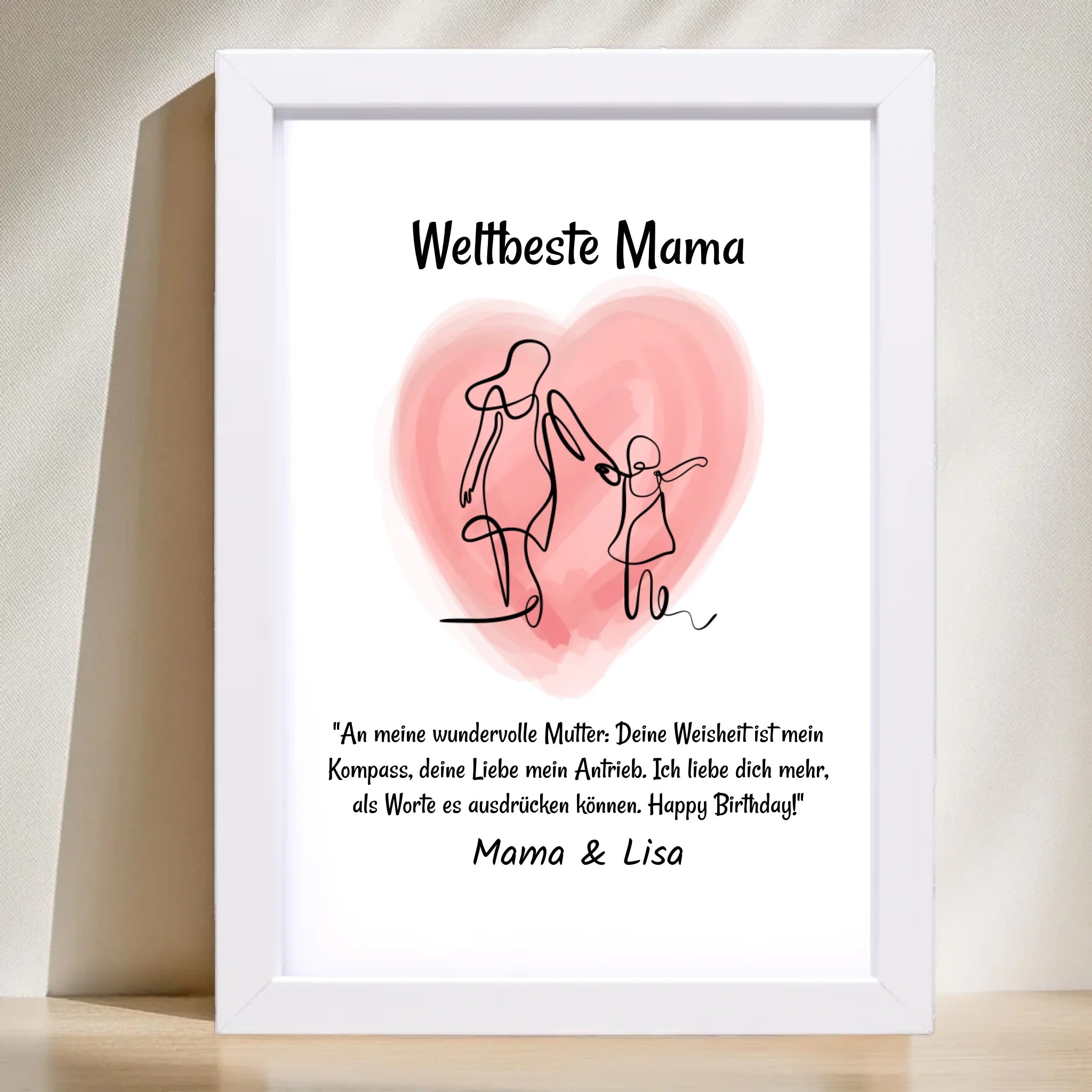 Mutter Tochter Linienkunst Poster Geschenk personalisiert mit Spruch - Cantty