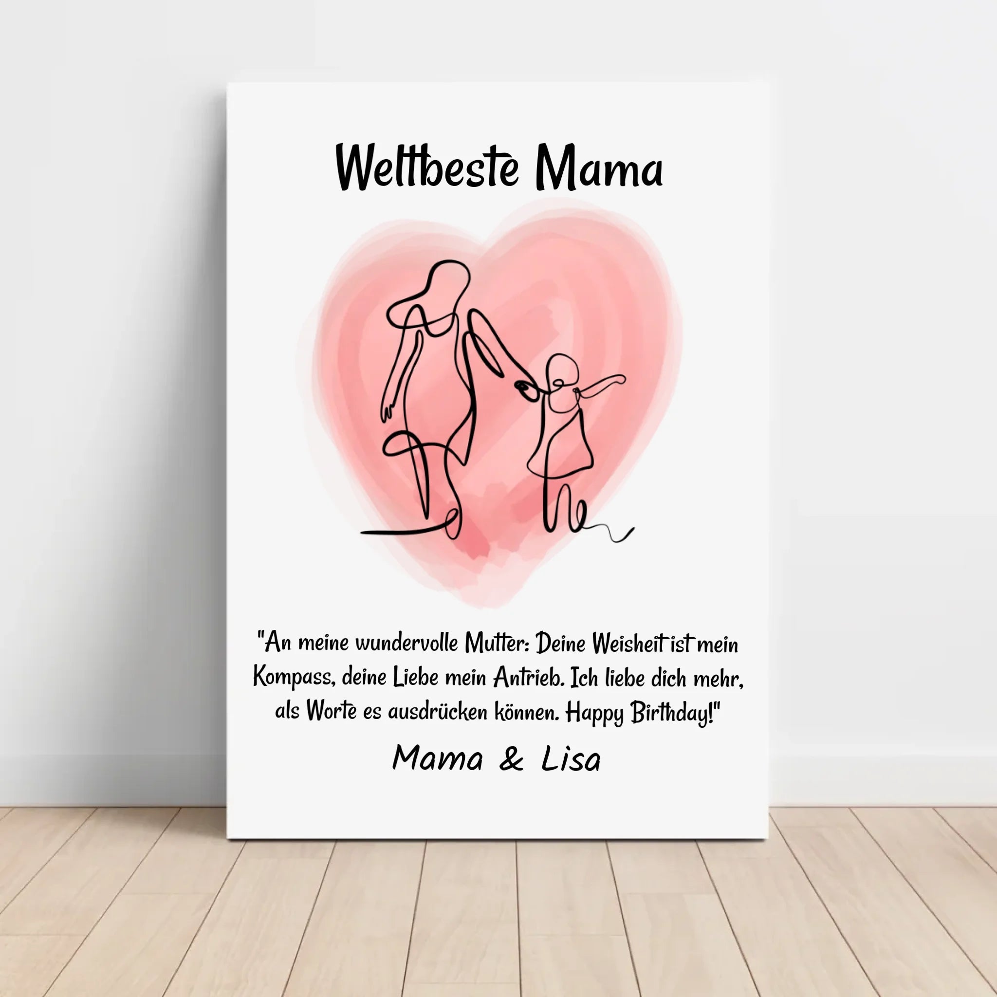 Mutter Tochter Linienkunst Poster Geschenk personalisiert mit Spruch - Cantty