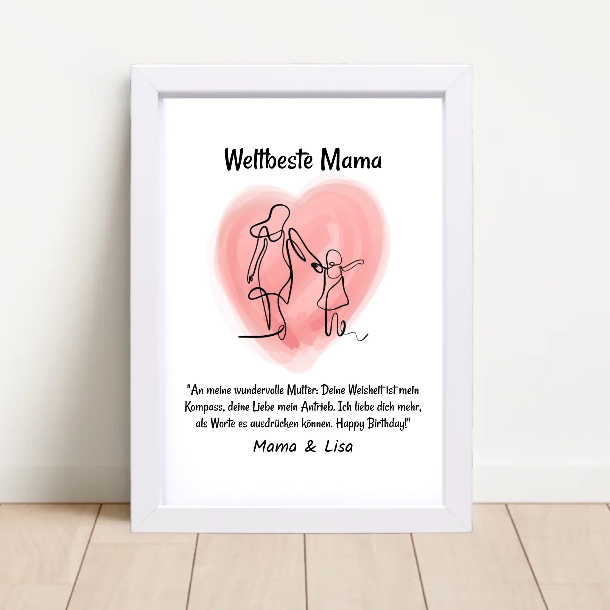 Mutter Tochter Linienkunst Poster Geschenk personalisiert mit Spruch - Cantty