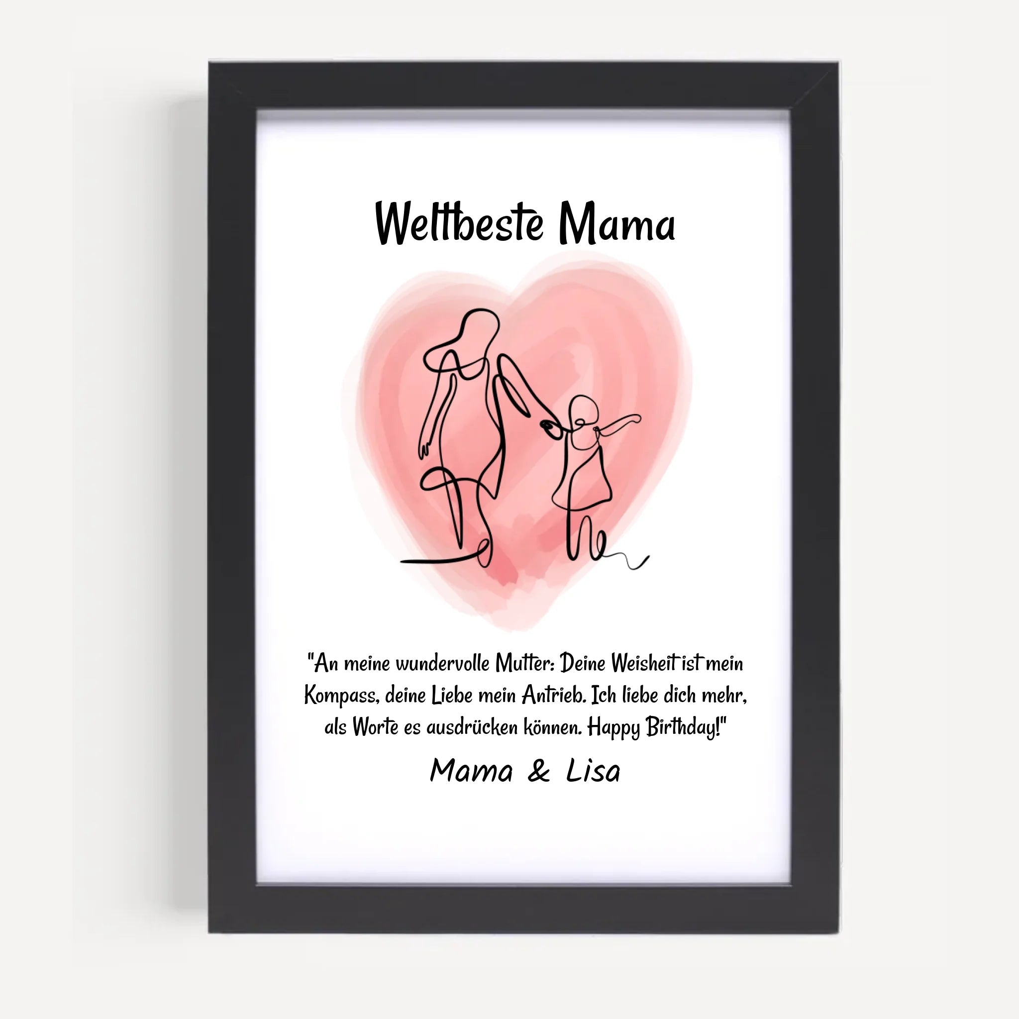 Mutter Tochter Linienkunst Poster Geschenk personalisiert mit Spruch - Cantty