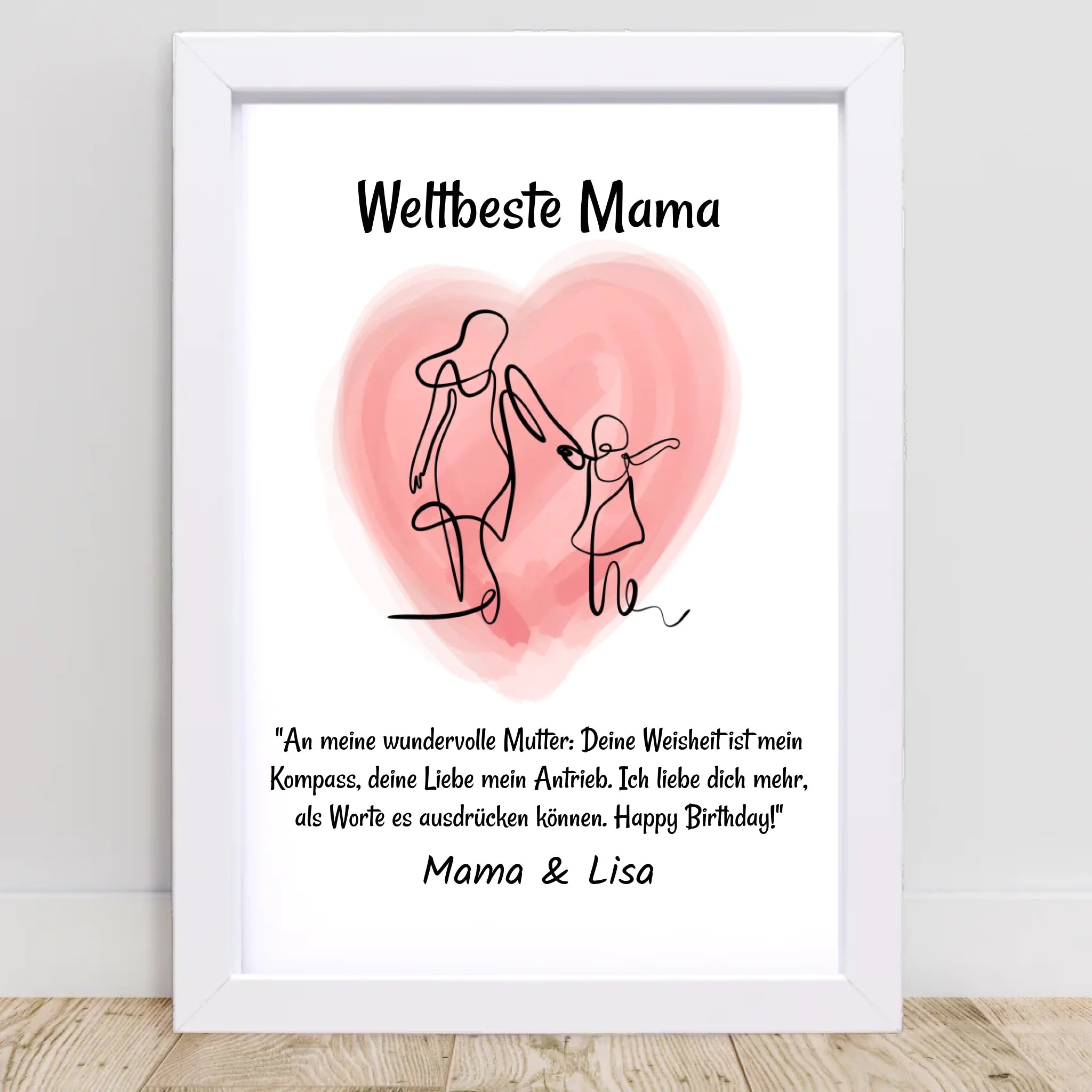 Mutter Tochter Linienkunst Poster Geschenk personalisiert mit Spruch - Cantty