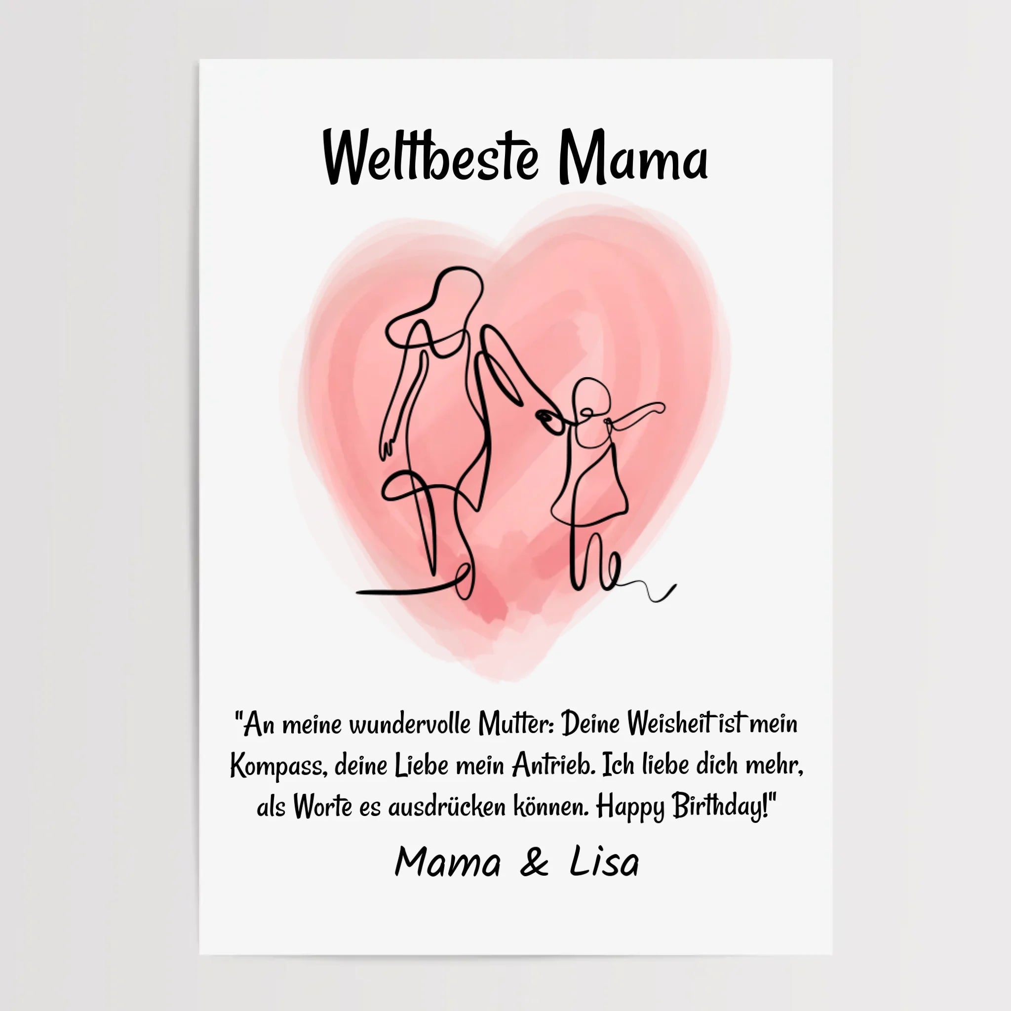 Mutter Tochter Linienkunst Poster Geschenk personalisiert mit Spruch - Cantty