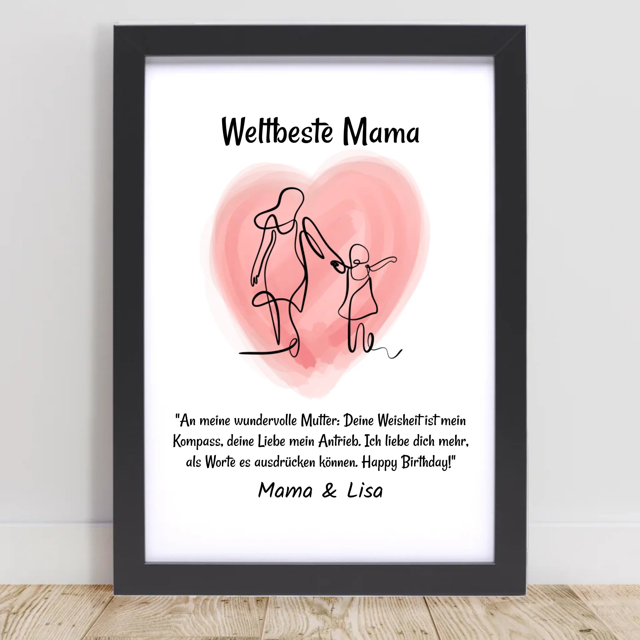 Mutter Tochter Linienkunst Poster Geschenk personalisiert mit Spruch - Cantty