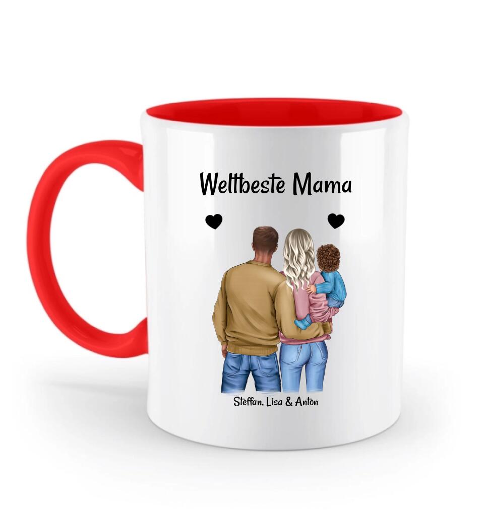 Muttertag Familie mit Kind Tasse personalisiert - Cantty
