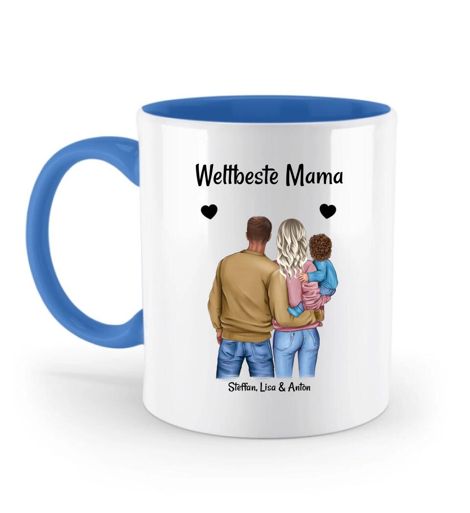 Muttertag Familie mit Kind Tasse personalisiert - Cantty