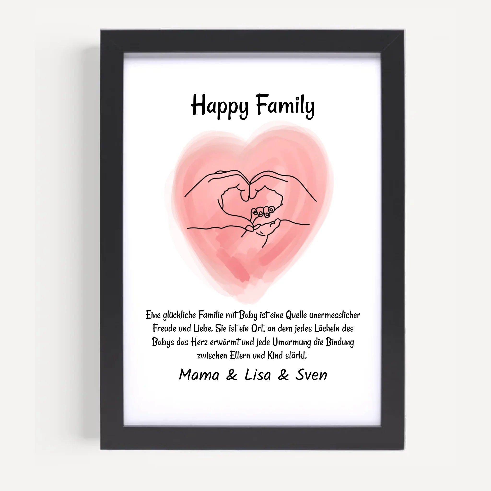 Neugeborenes Baby Poster Geschenk Linien Hände Mama Papa und Baby Personalisiert - Cantty