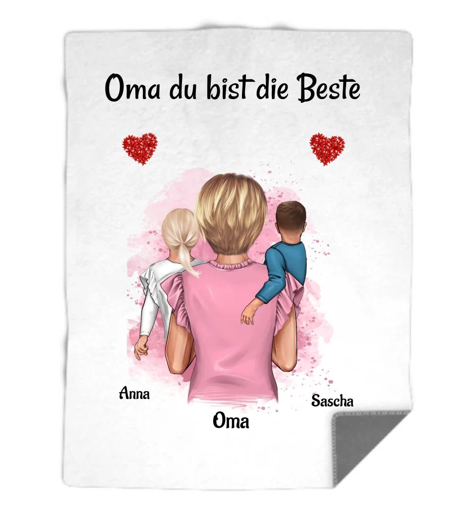 Oma Weihnachten Geschenkidee Decke mit Bild Enkelkinder personalisierbar - Cantty