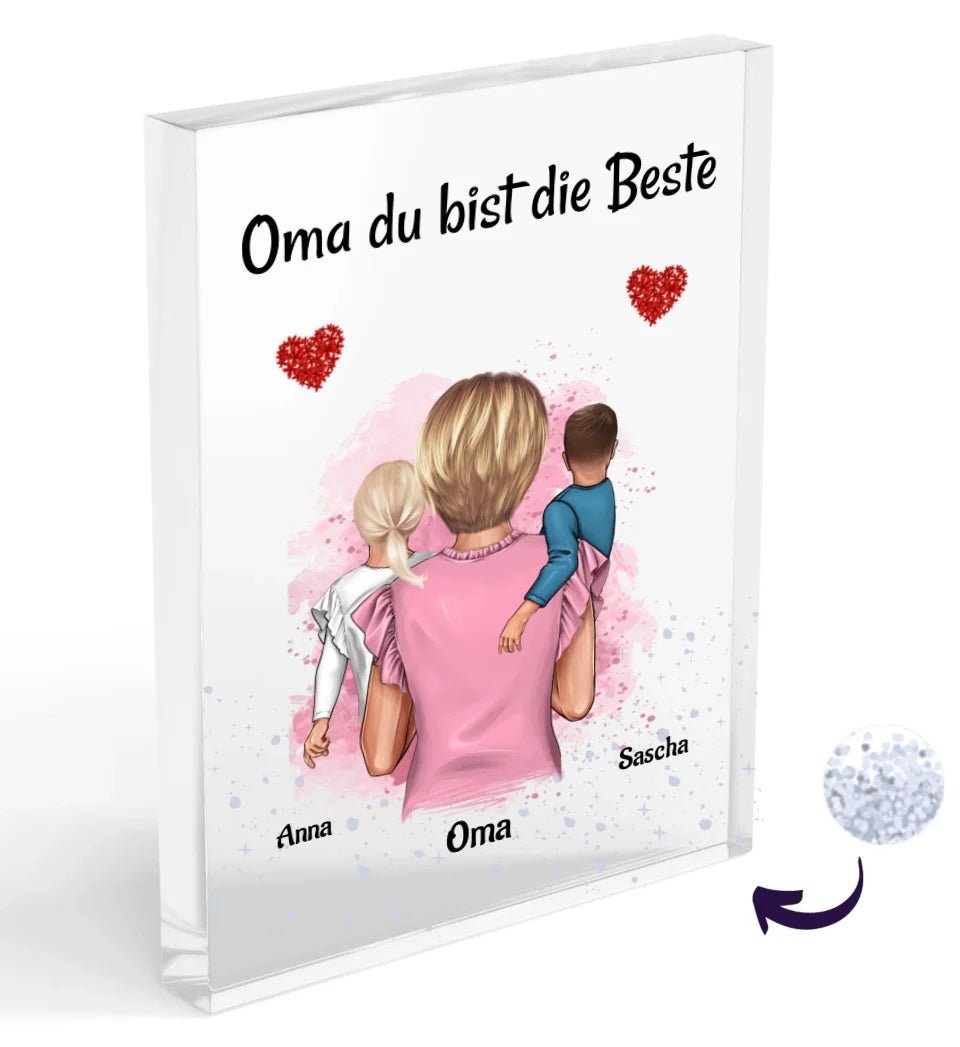 Oma Weihnachtsgeschenk Acrylglas Bild mit Enkelkinder - Cantty