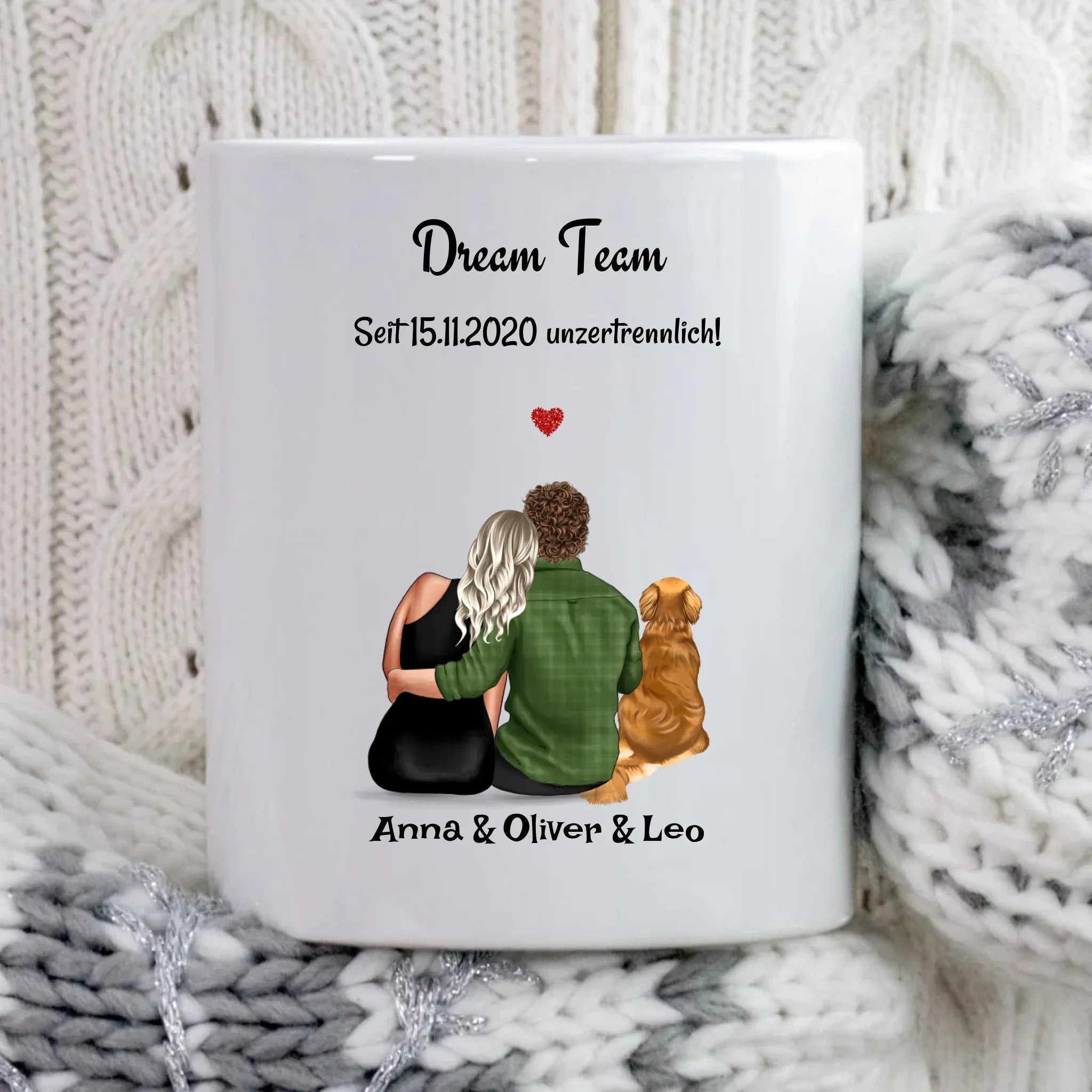 Paar mit Hund Tasse Geschenk personalisiert (1 - 2 Hunde) - Cantty