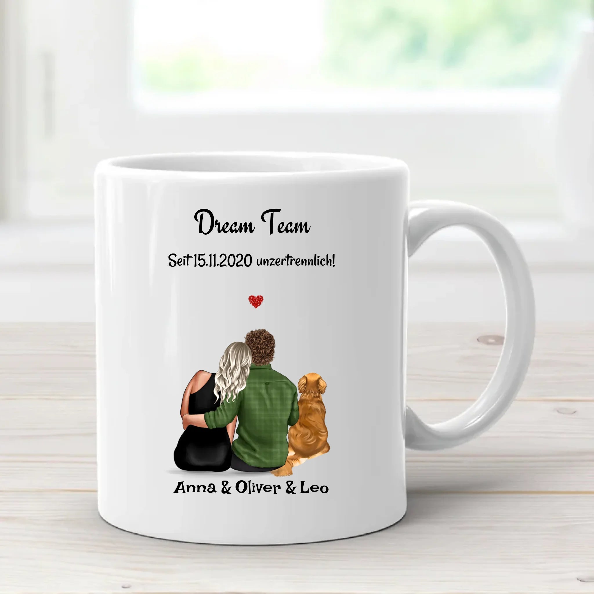 Paar mit Hund Tasse Geschenk personalisiert (1 - 2 Hunde) - Cantty