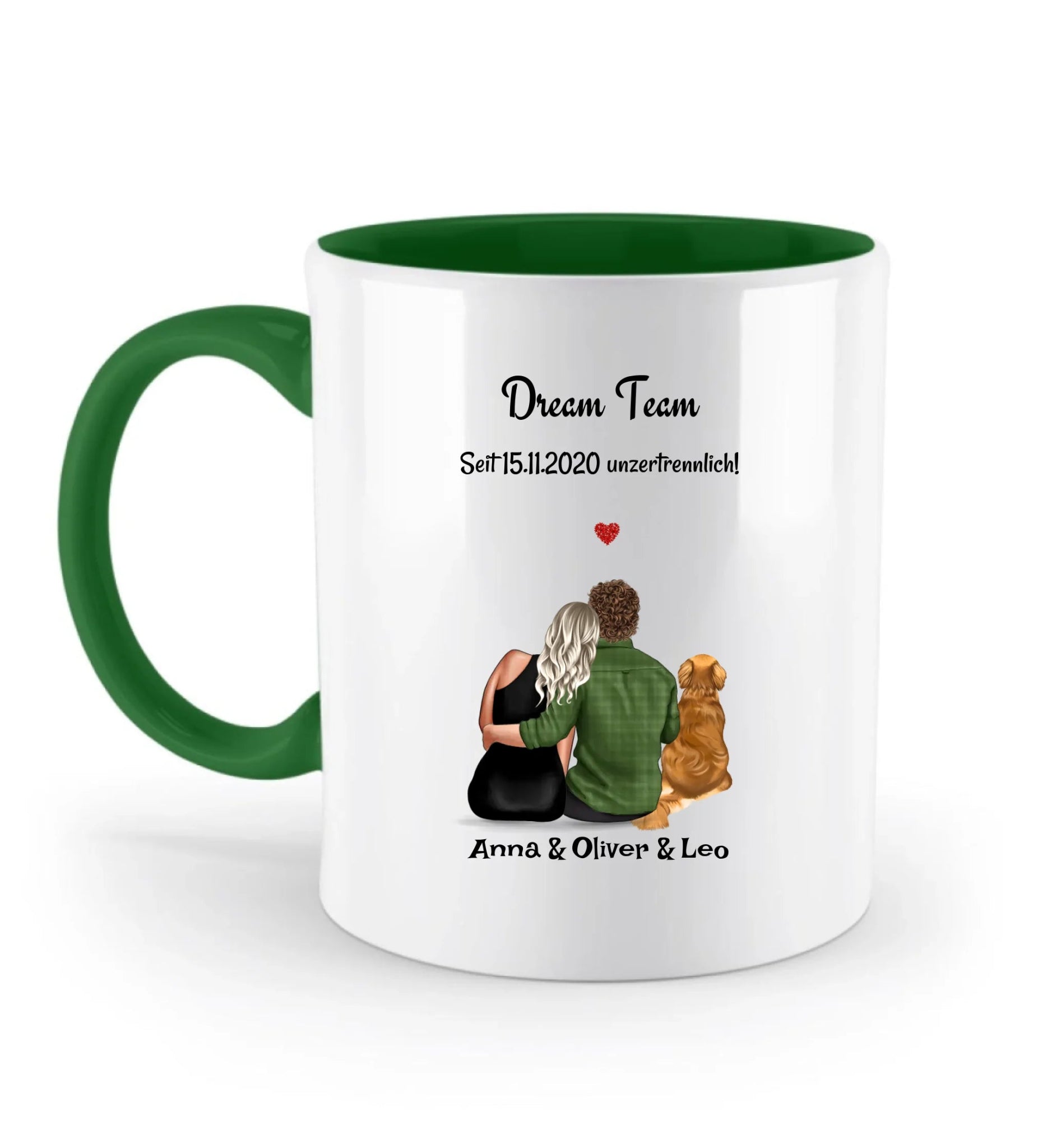 Paar mit Hund Tasse Geschenk personalisiert (1 - 2 Hunde) - Cantty
