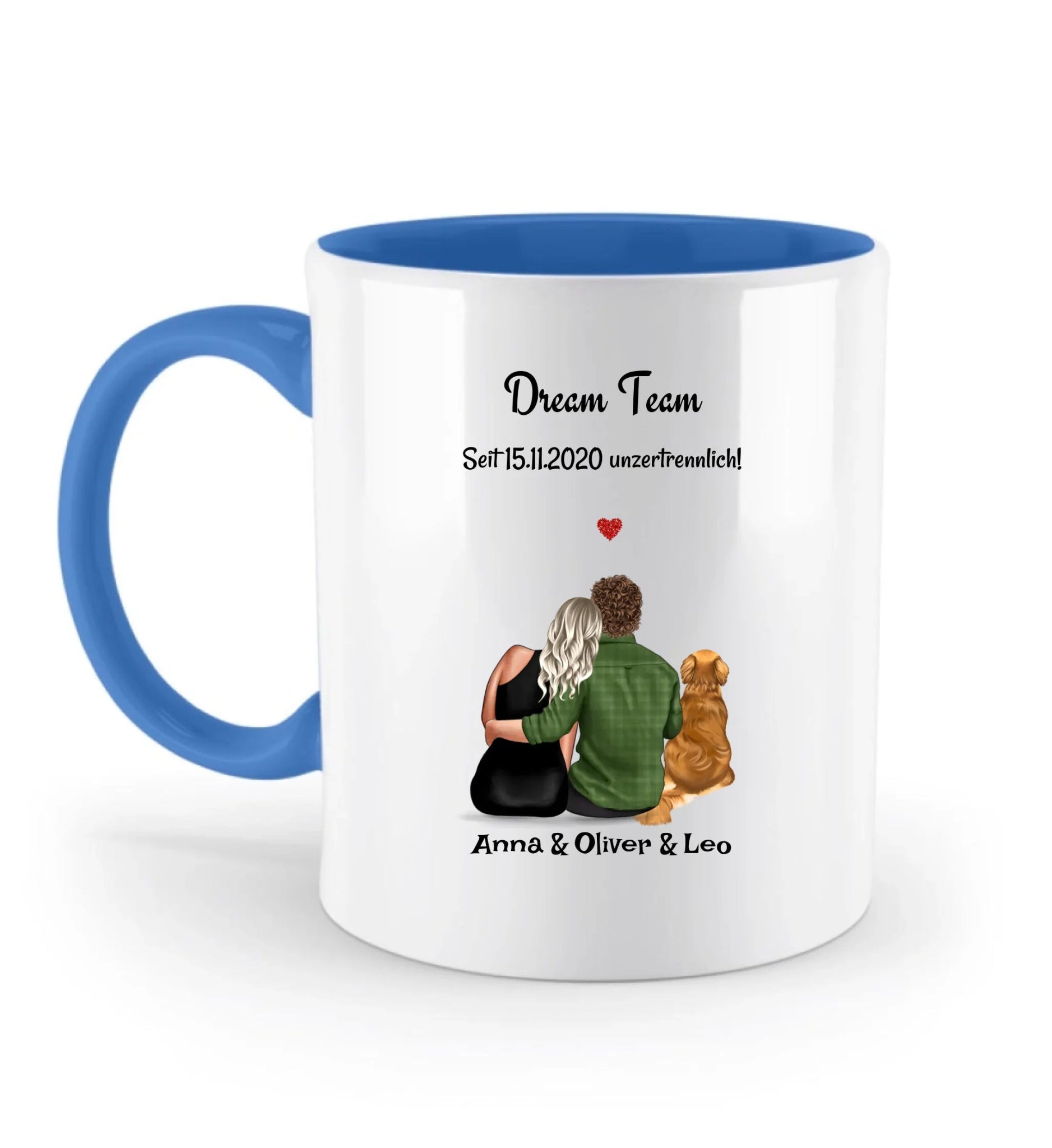 Paar mit Hund Tasse Geschenk personalisiert (1 - 2 Hunde) - Cantty