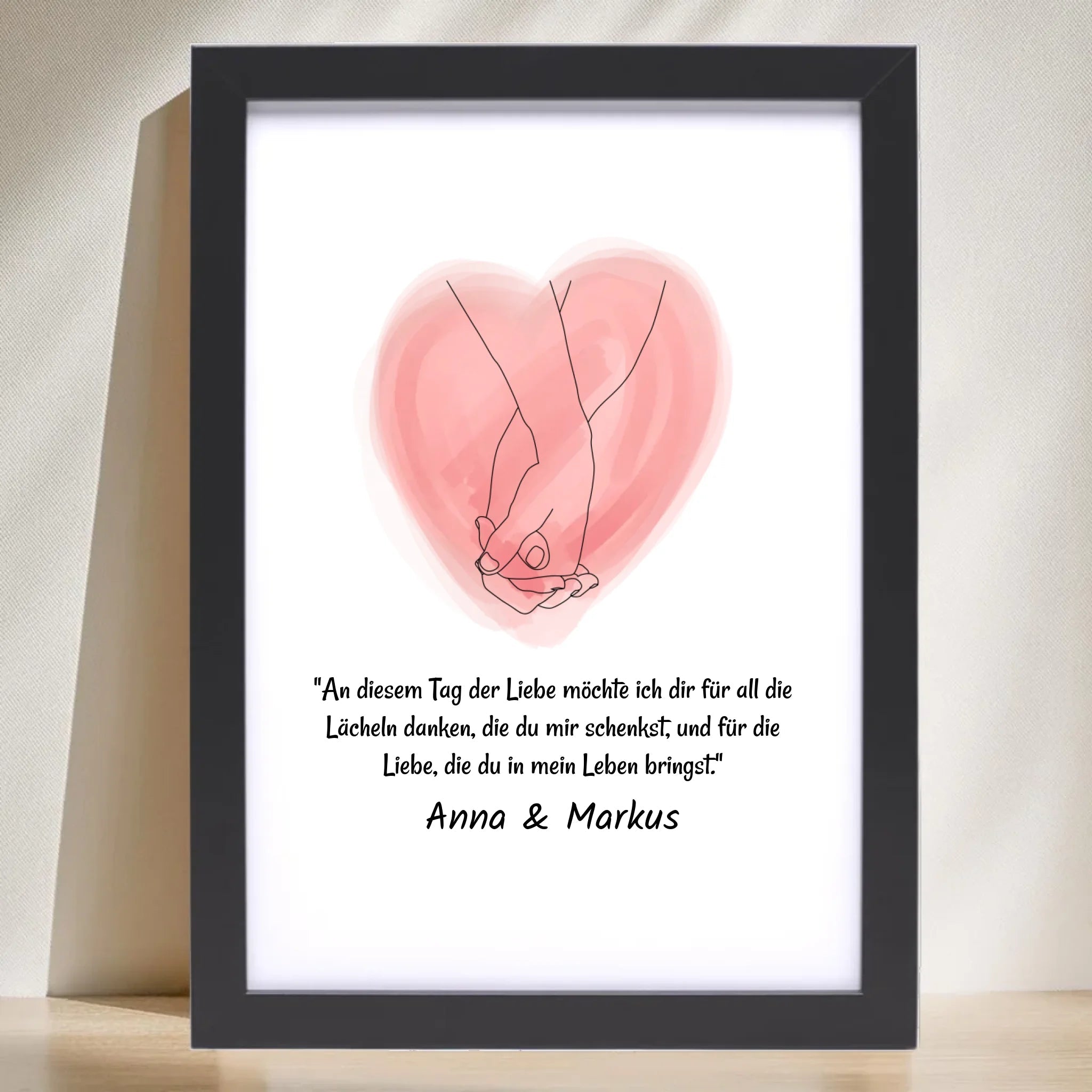 Paar Poster mit Spruch und Linie Hände personalisiert - Cantty