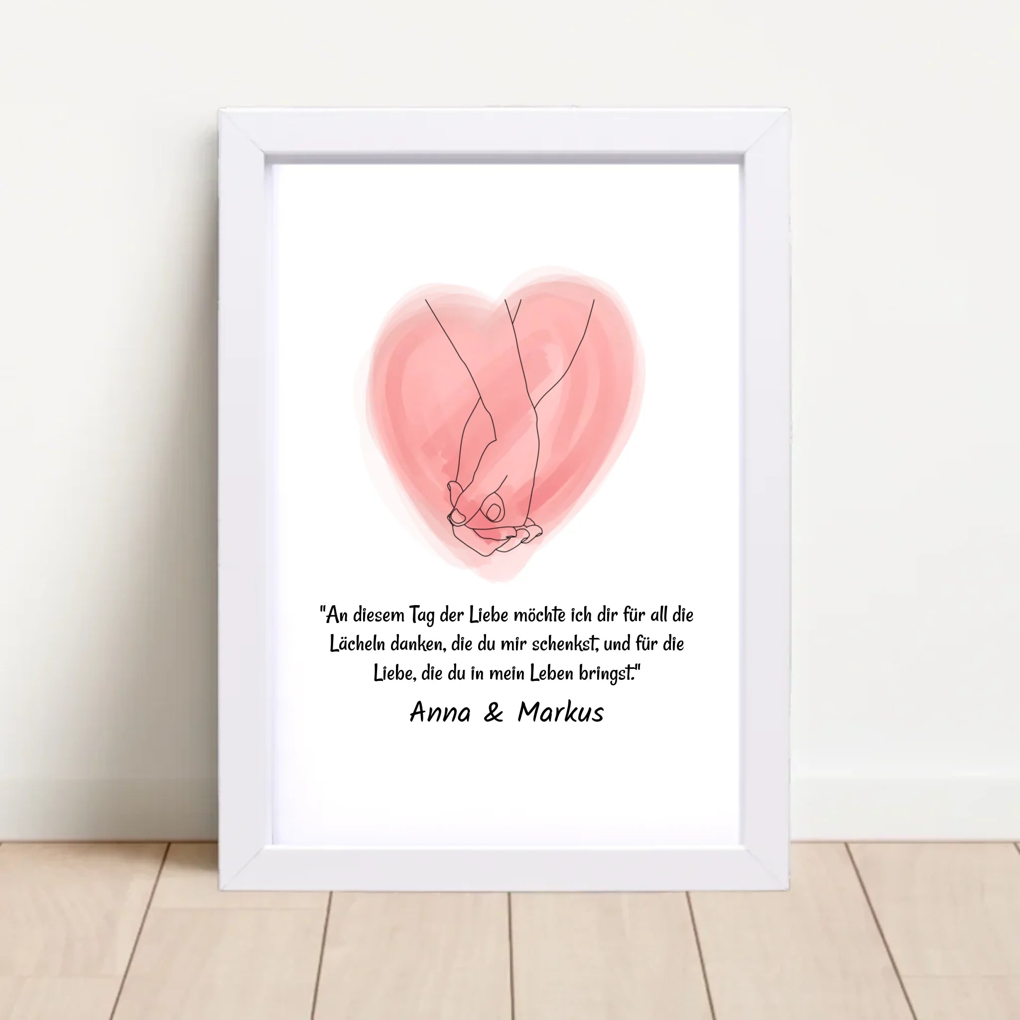 Paar Poster mit Spruch und Linie Hände personalisiert - Cantty