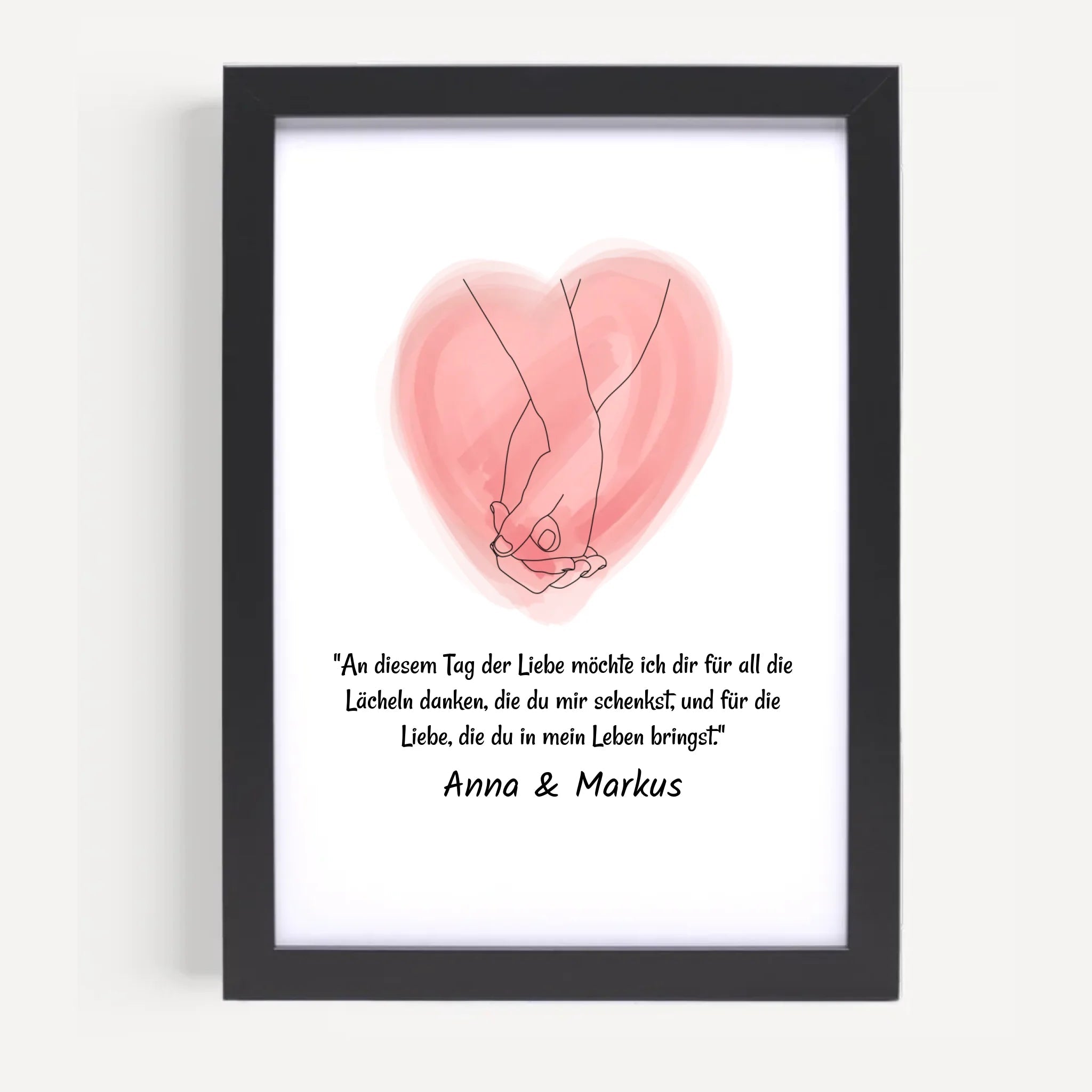 Paar Poster mit Spruch und Linie Hände personalisiert - Cantty