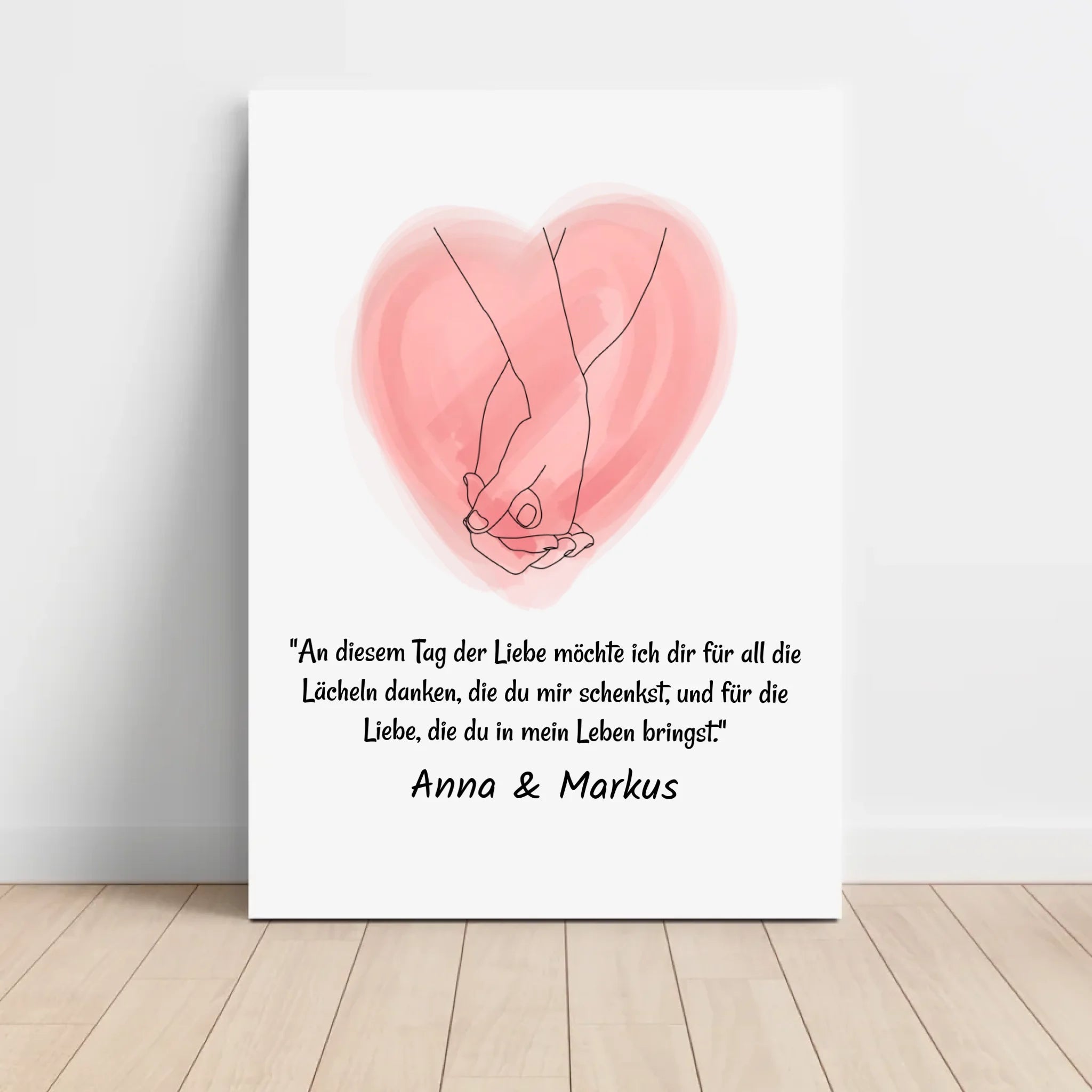 Paar Poster mit Spruch und Linie Hände personalisiert - Cantty